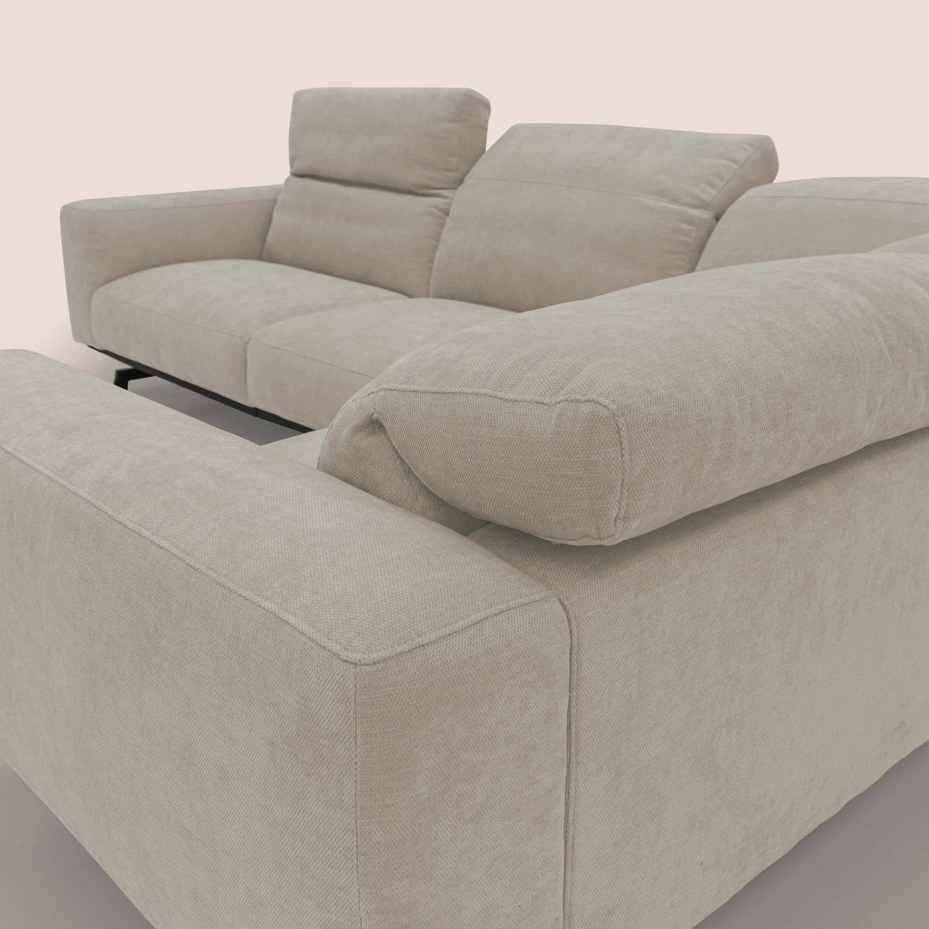 Sakura Canapé d'angle RÉVERSIBLE et modulable en tissu doux et imperméable T14 crème