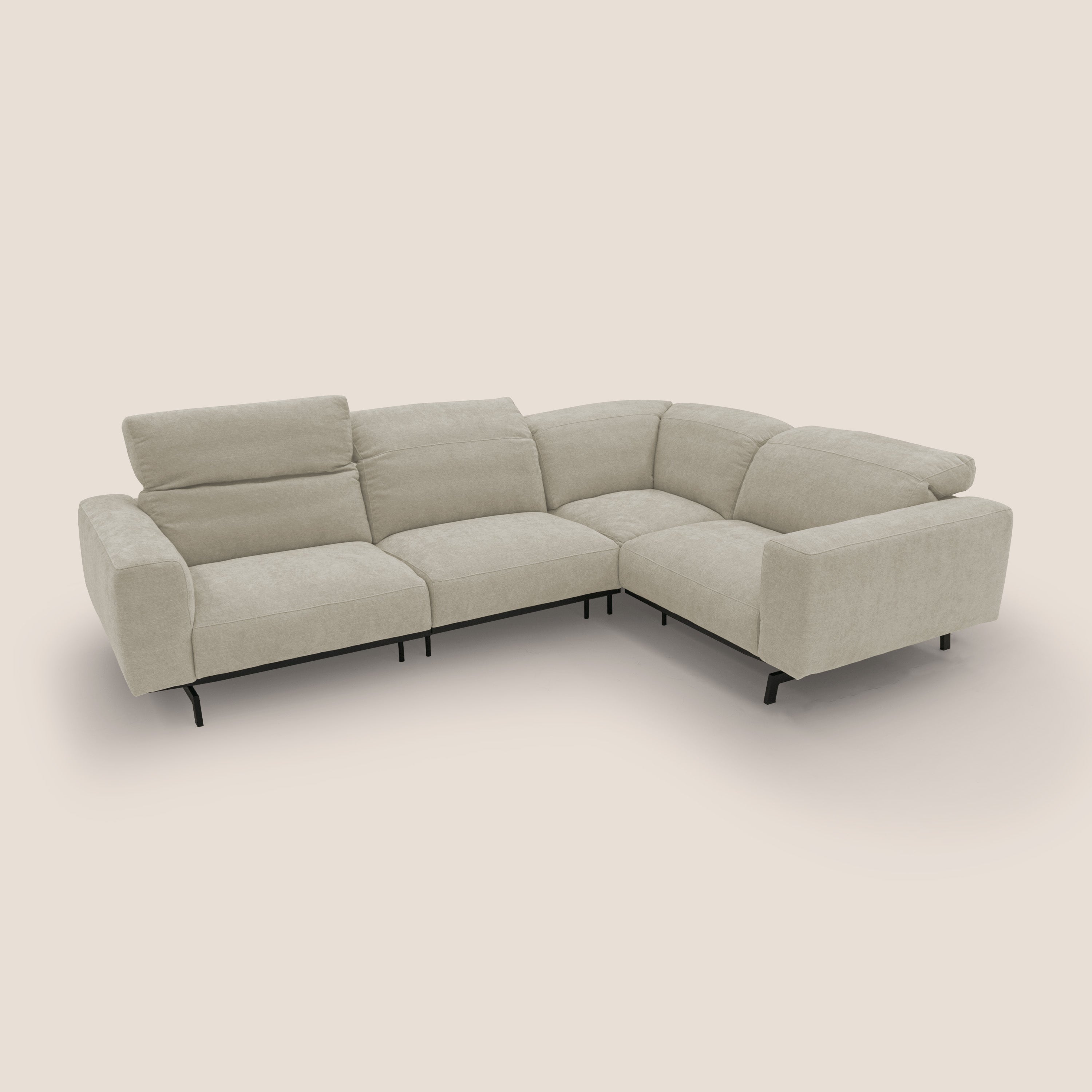 Sakura Canapé d'angle RÉVERSIBLE et modulable en tissu doux et imperméable T14 crème