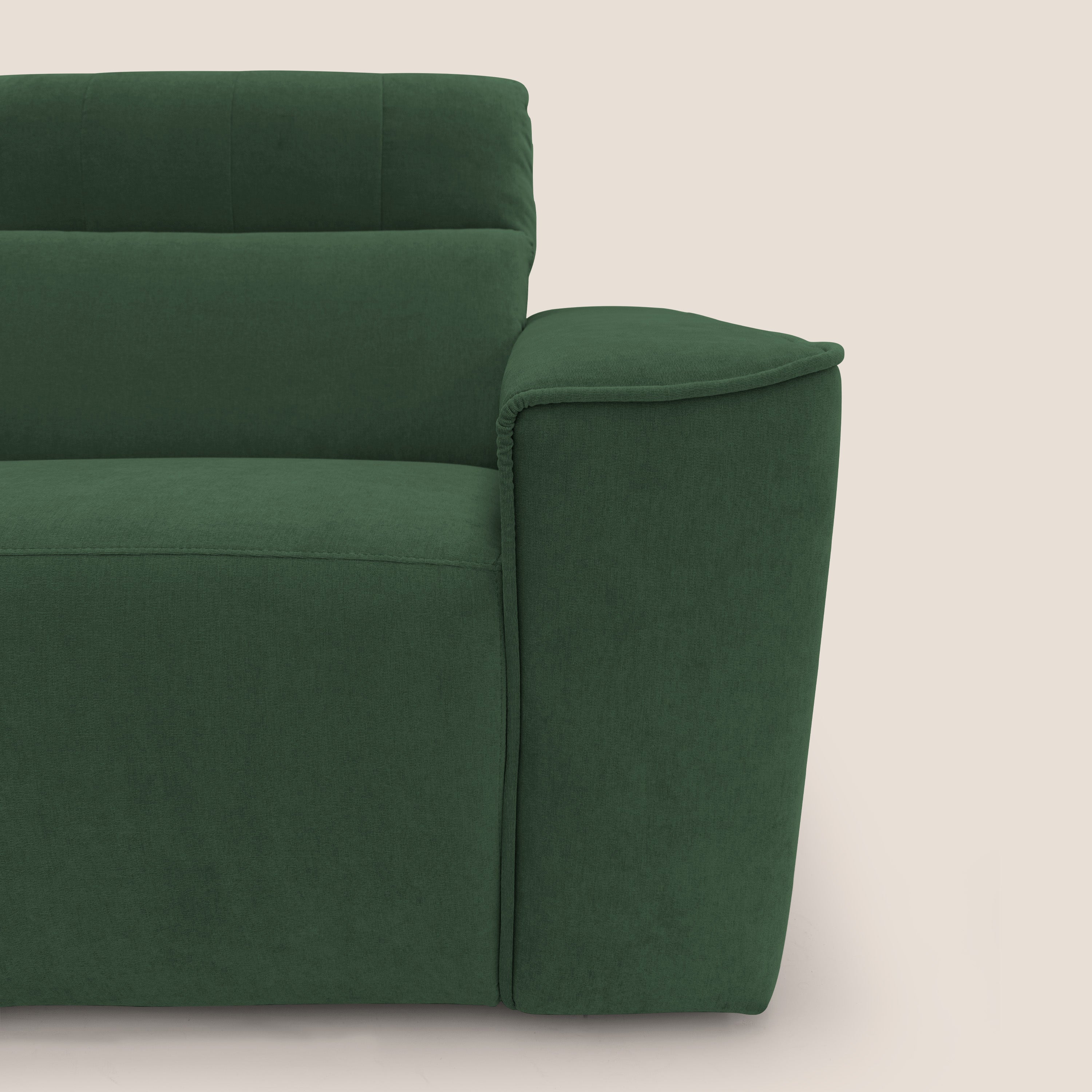 Clark Divano angolare con opzione relax elettrico in tessuto smacchiabile impermeabile T17 verde - divani.store
