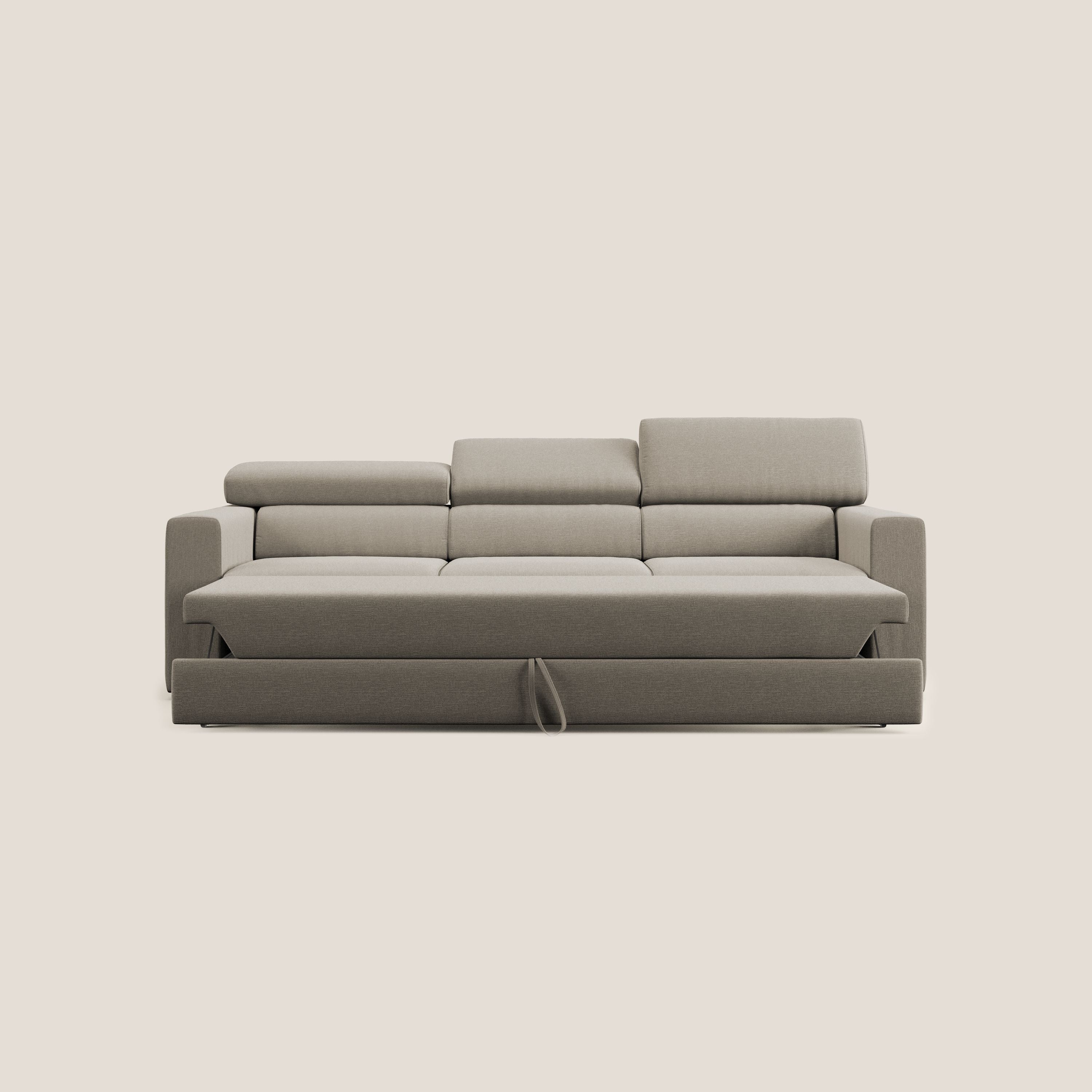 Dylan divano a 3 sedute con pouf estraibile poggiapiedi in tessuto simil cotone impermeabile T13 panna - divani.store