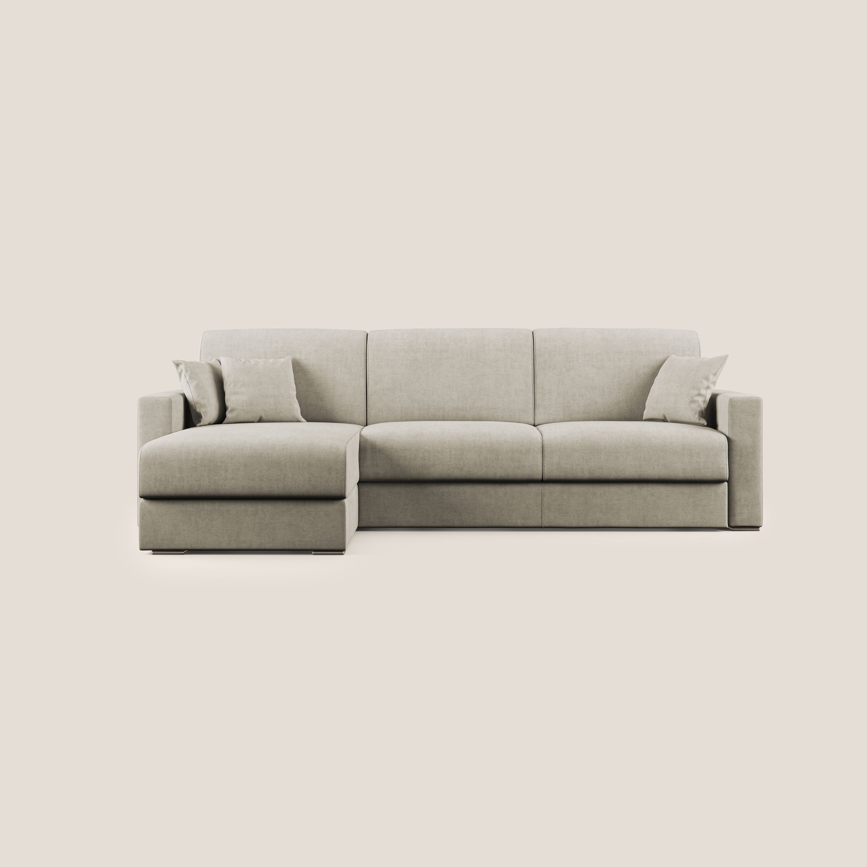 Best Divano letto angolare in tessuto impermeabile T02 panna - divani.store
