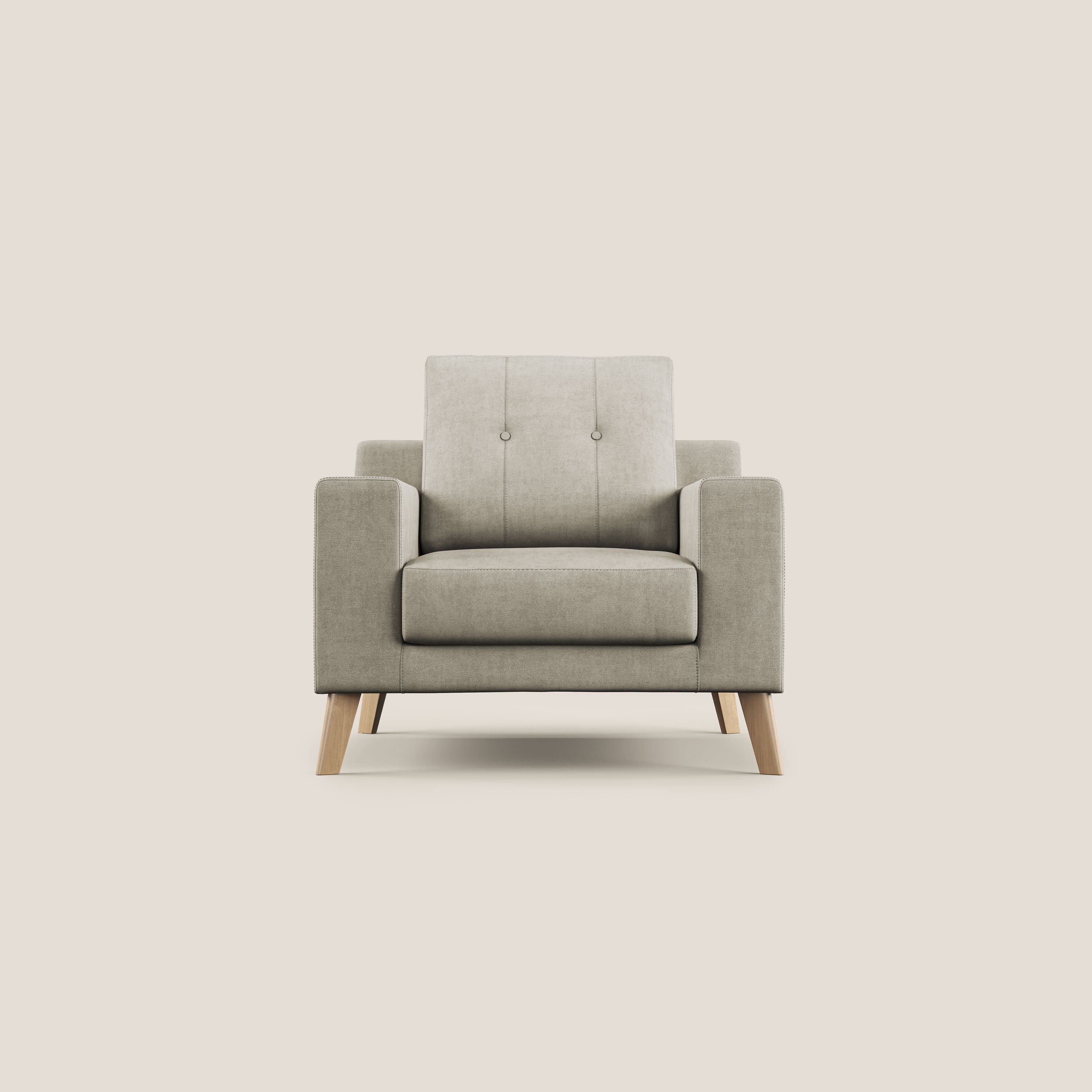 Danish poltroncina in tessuto morbido impermeabile T02 panna - divani.store