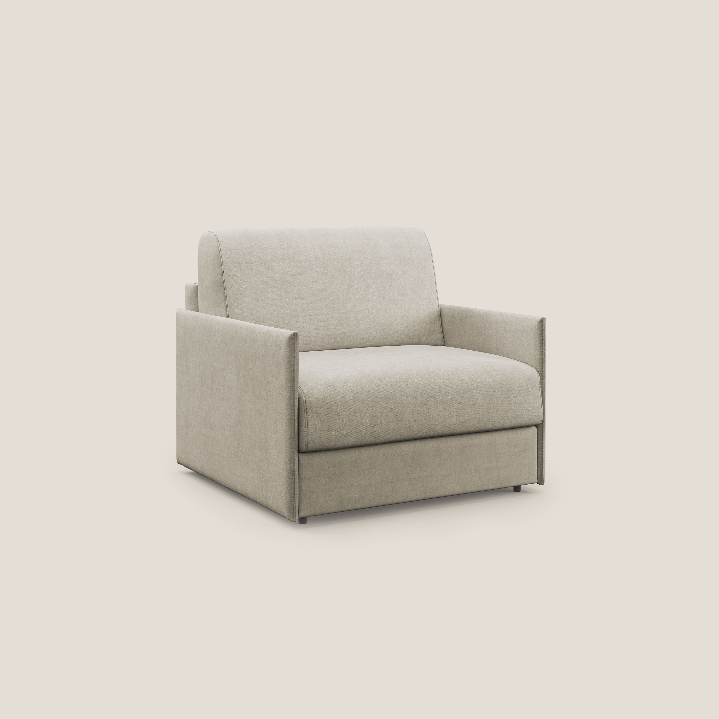 Evans poltrona letto in morbido tessuto impermeabile T02 panna - divani.store