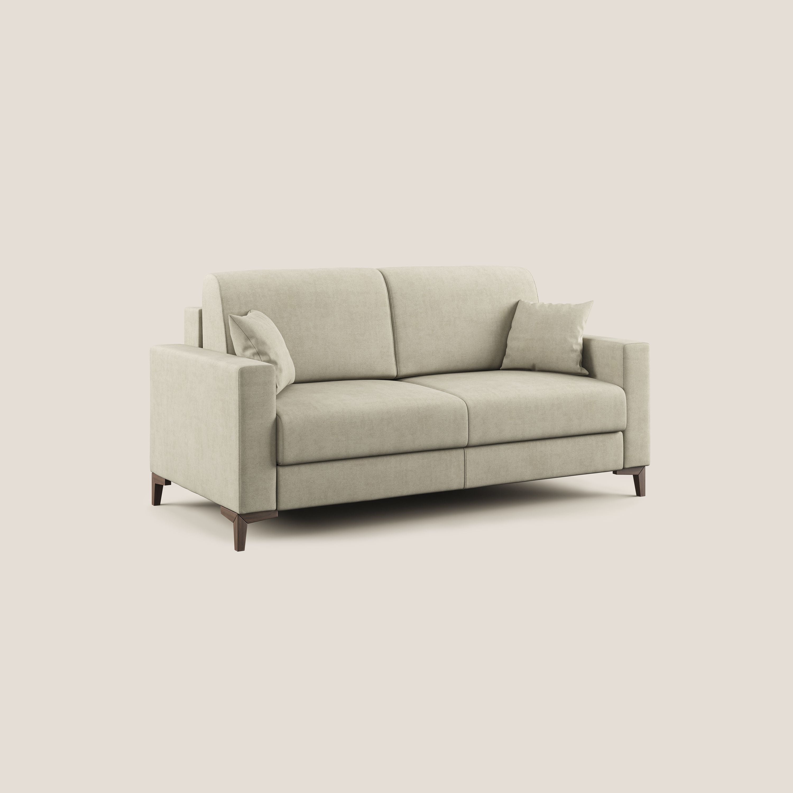 Kafka divano letto matrimoniale in morbido tessuto impermeabile T02 panna - divani.store