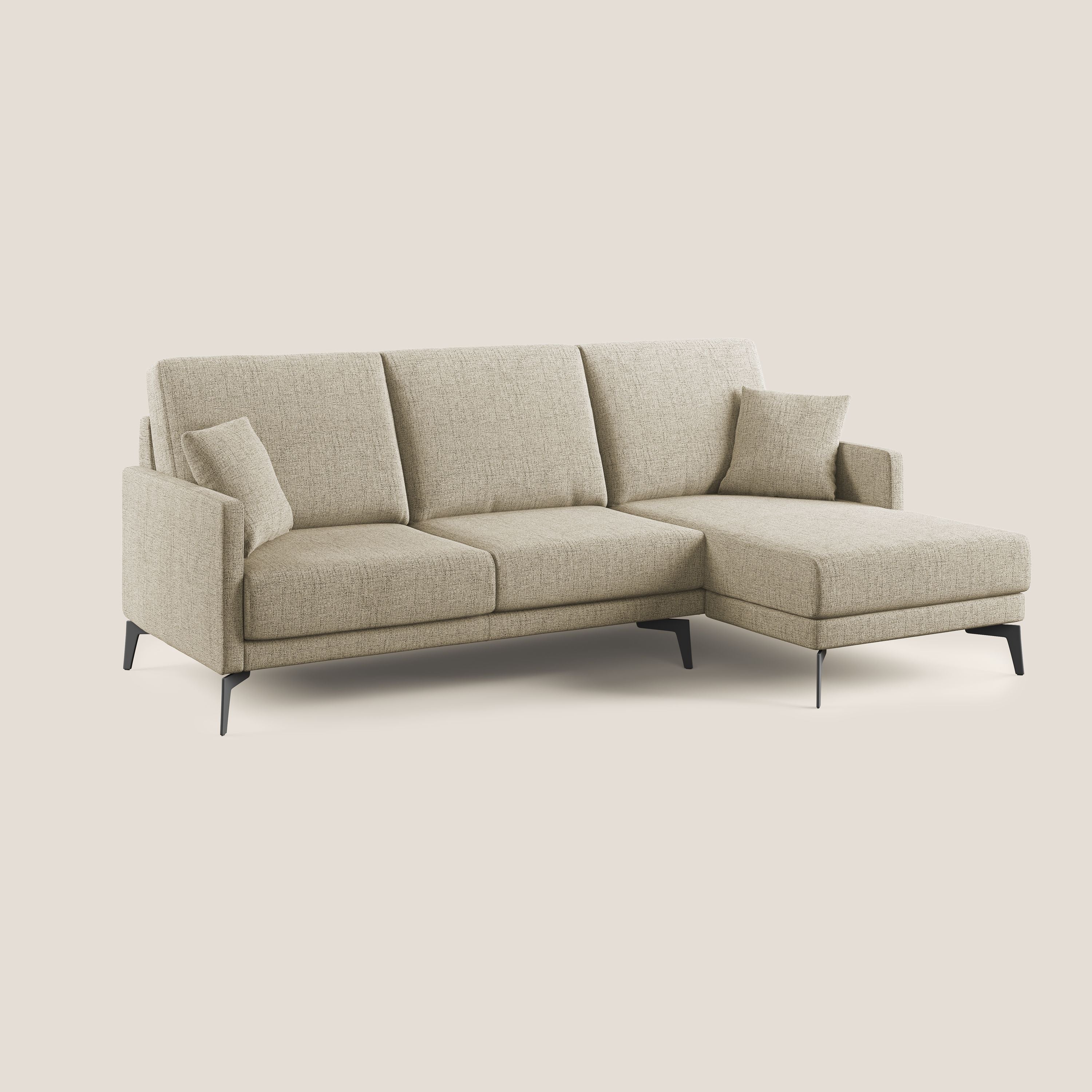 Saturno divano angolare moderno in tessuto morbido impermeabile T03 beige - divani.store