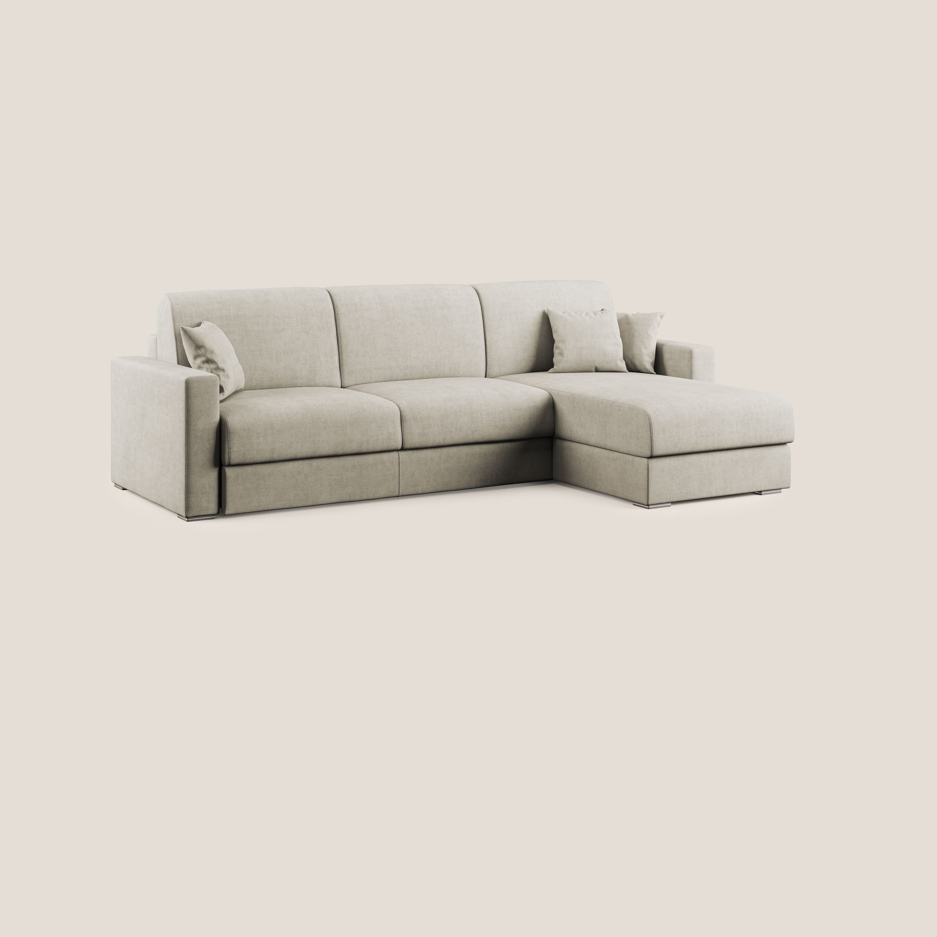 Best Divano letto angolare in tessuto impermeabile T02 panna - divani.store