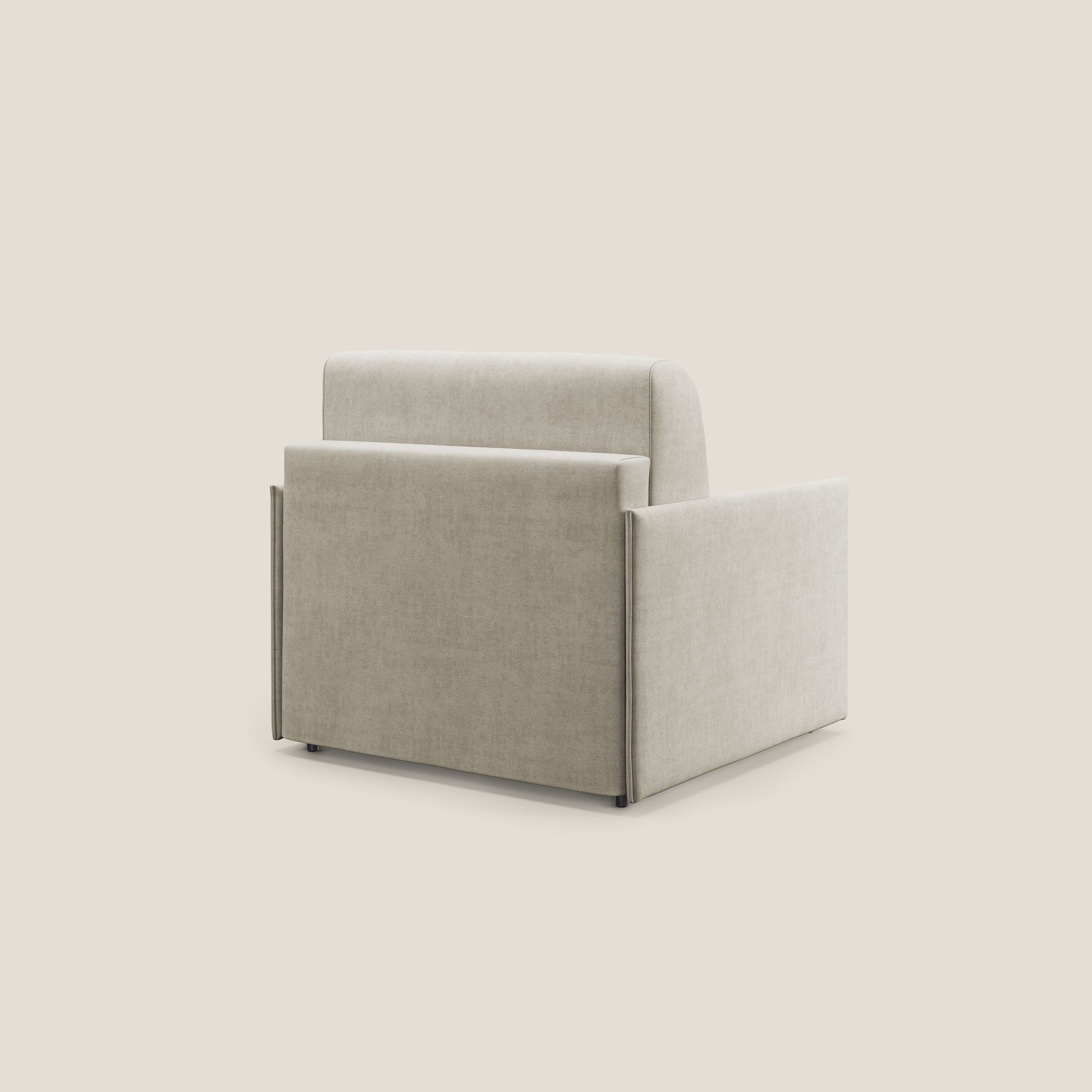 Evans poltrona letto in morbido tessuto impermeabile T02 panna - divani.store