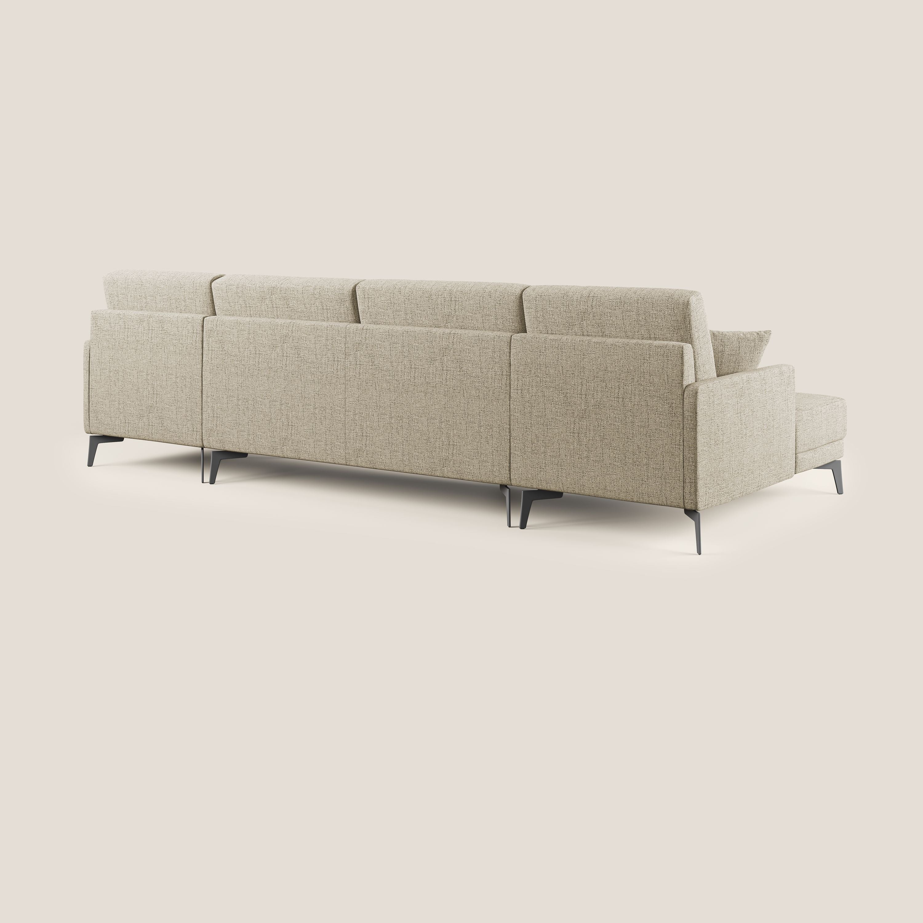 Saturno divano panoramico moderno in tessuto morbido impermeabile T03 beige - divani.store