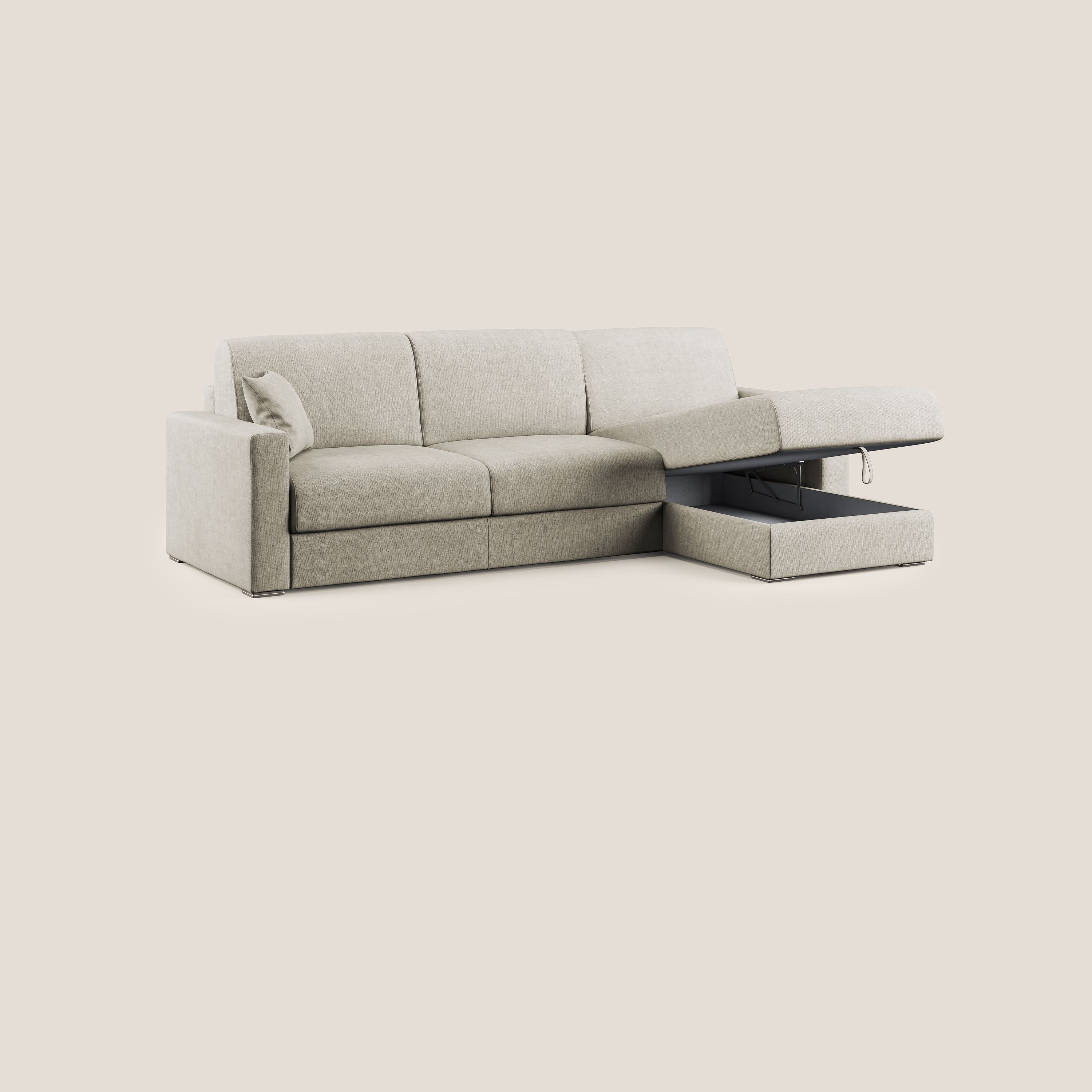 Best Divano letto angolare in tessuto impermeabile T02 panna - divani.store