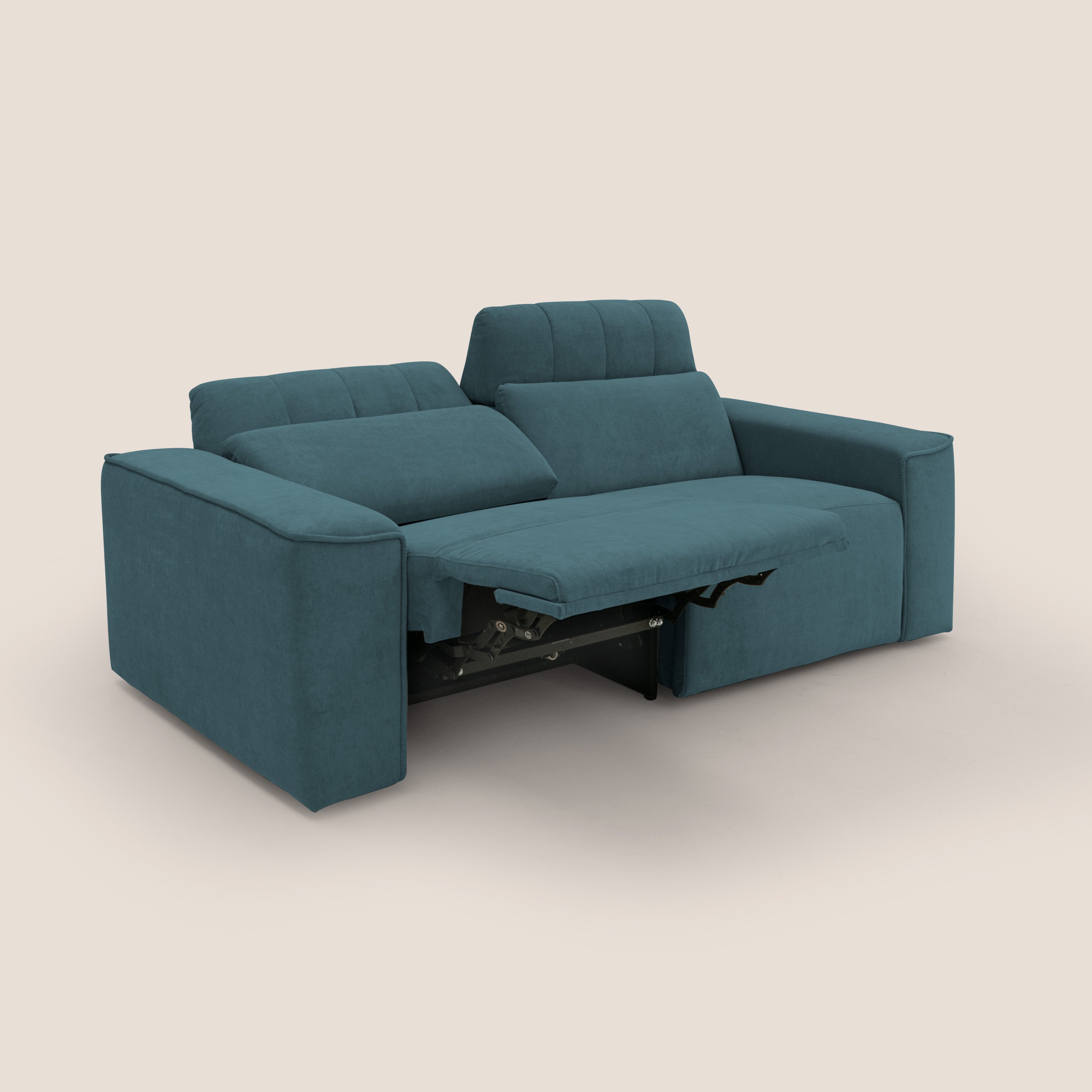 Clark Divano modulare con opzione relax elettrico in tessuto smacchiabile impermeabile T17 petrolio - divani.store