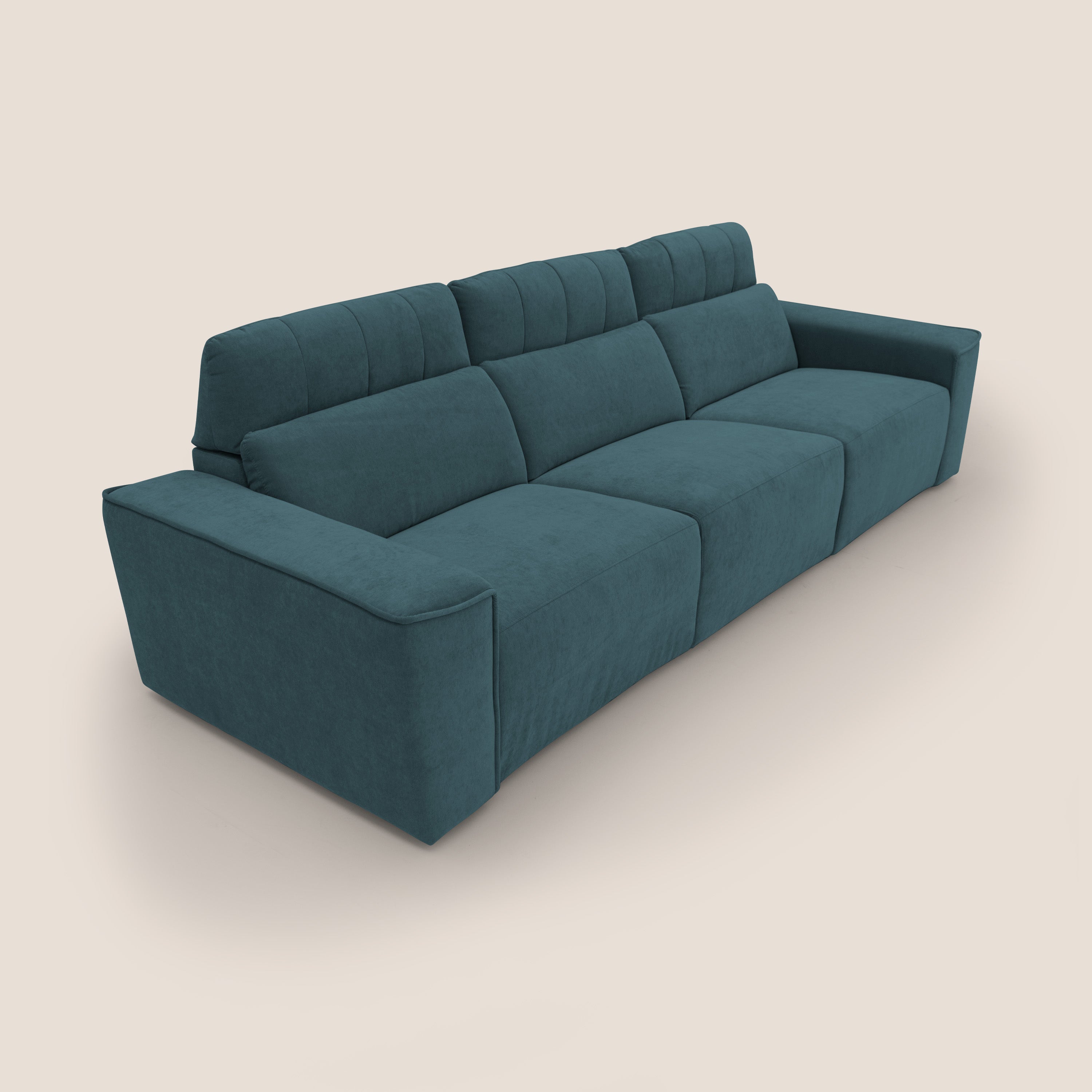 Clark Divano modulare 3 sedute con opzione relax elettrico in tessuto smacchiabile impermeabile T17 petrolio - divani.store