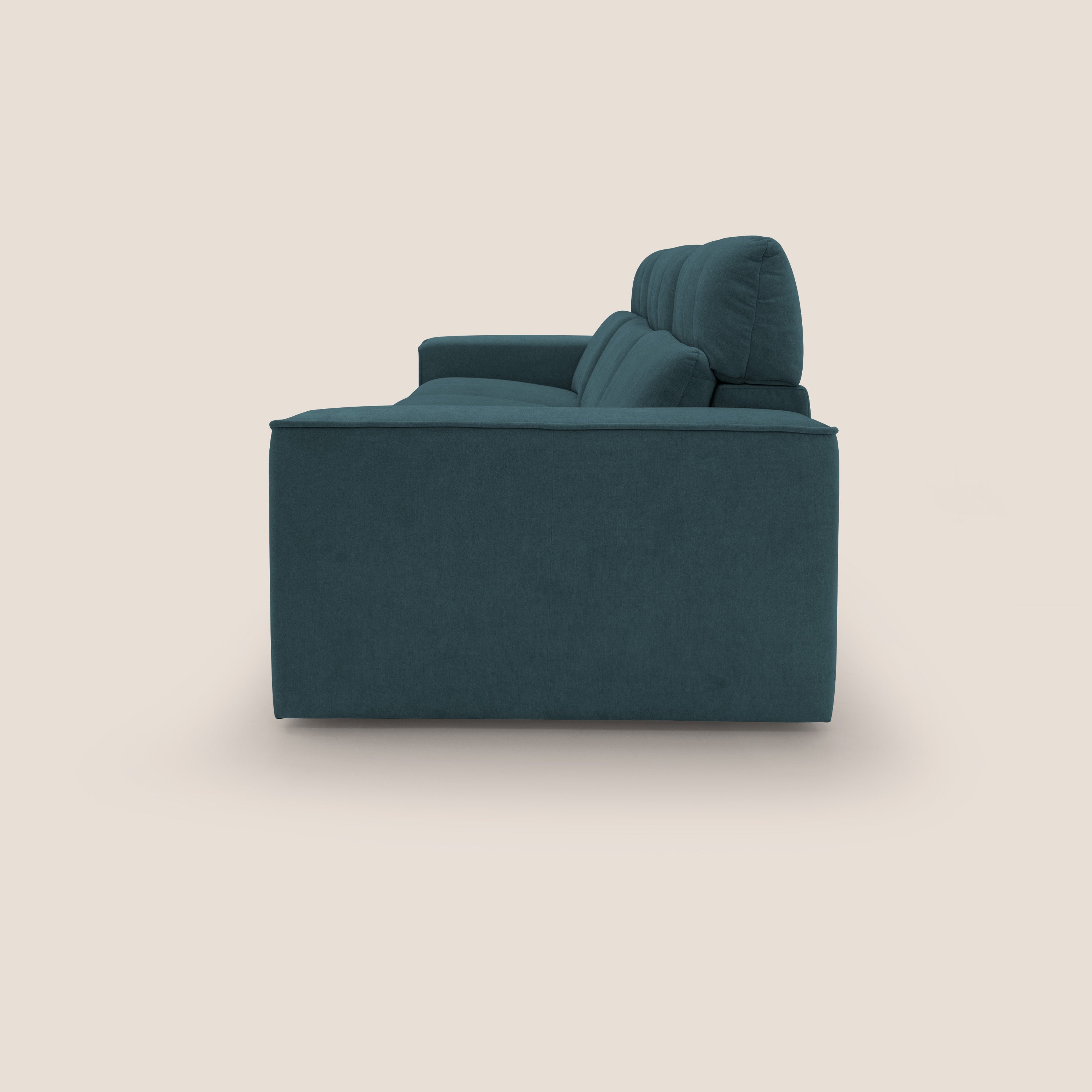 Clark Divano modulare 3 sedute con opzione relax elettrico in tessuto smacchiabile impermeabile T17 petrolio - divani.store