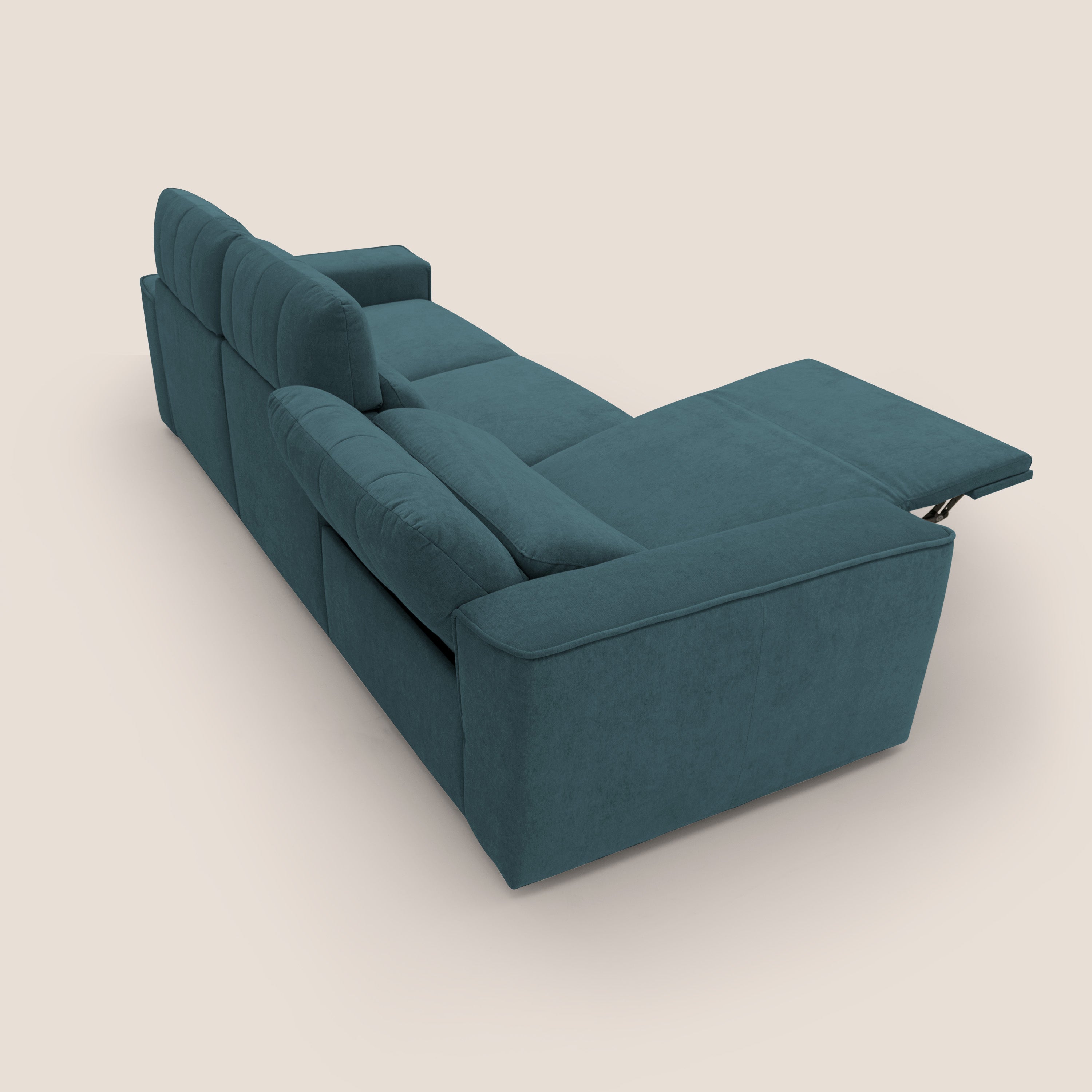 Clark Divano modulare 3 sedute con opzione relax elettrico in tessuto smacchiabile impermeabile T17 petrolio - divani.store