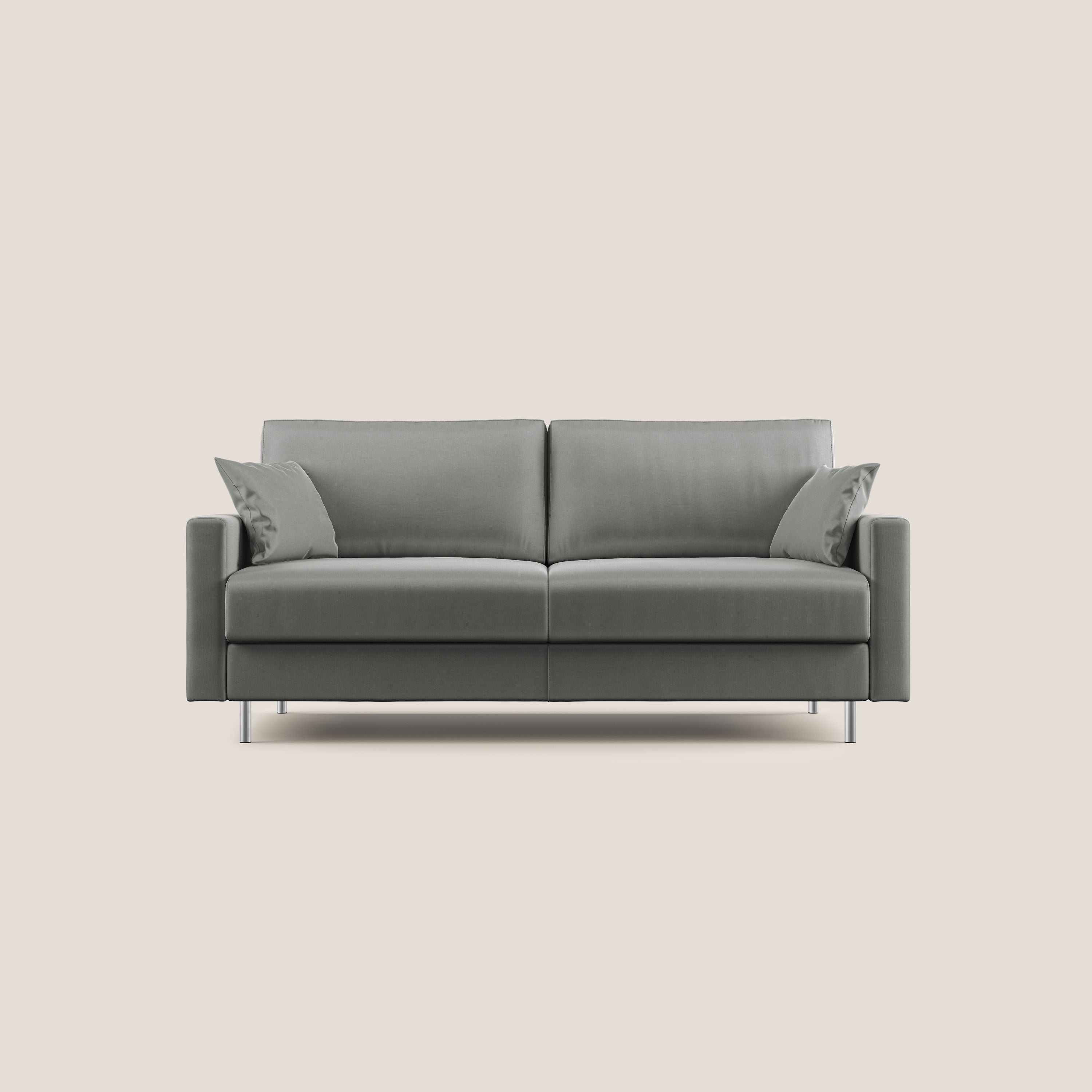 Andromeda divano letto matrimoniale in velluto morbido impermeabile T01 grigio chiaro - divani.store