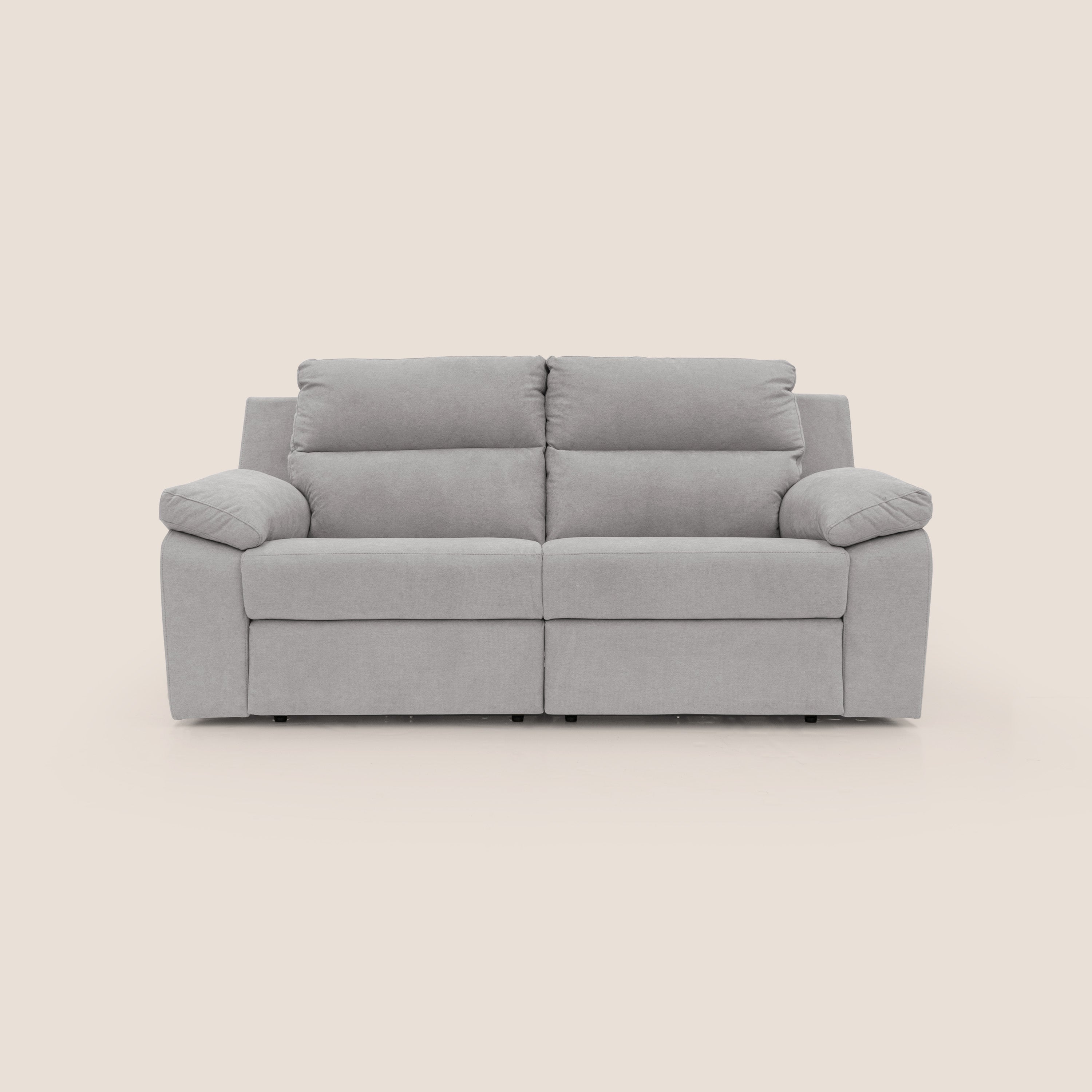 Romeo Divano relax con recliner elettrico in morbido tessuto impermeabile T02 grigio chiaro - divani.store