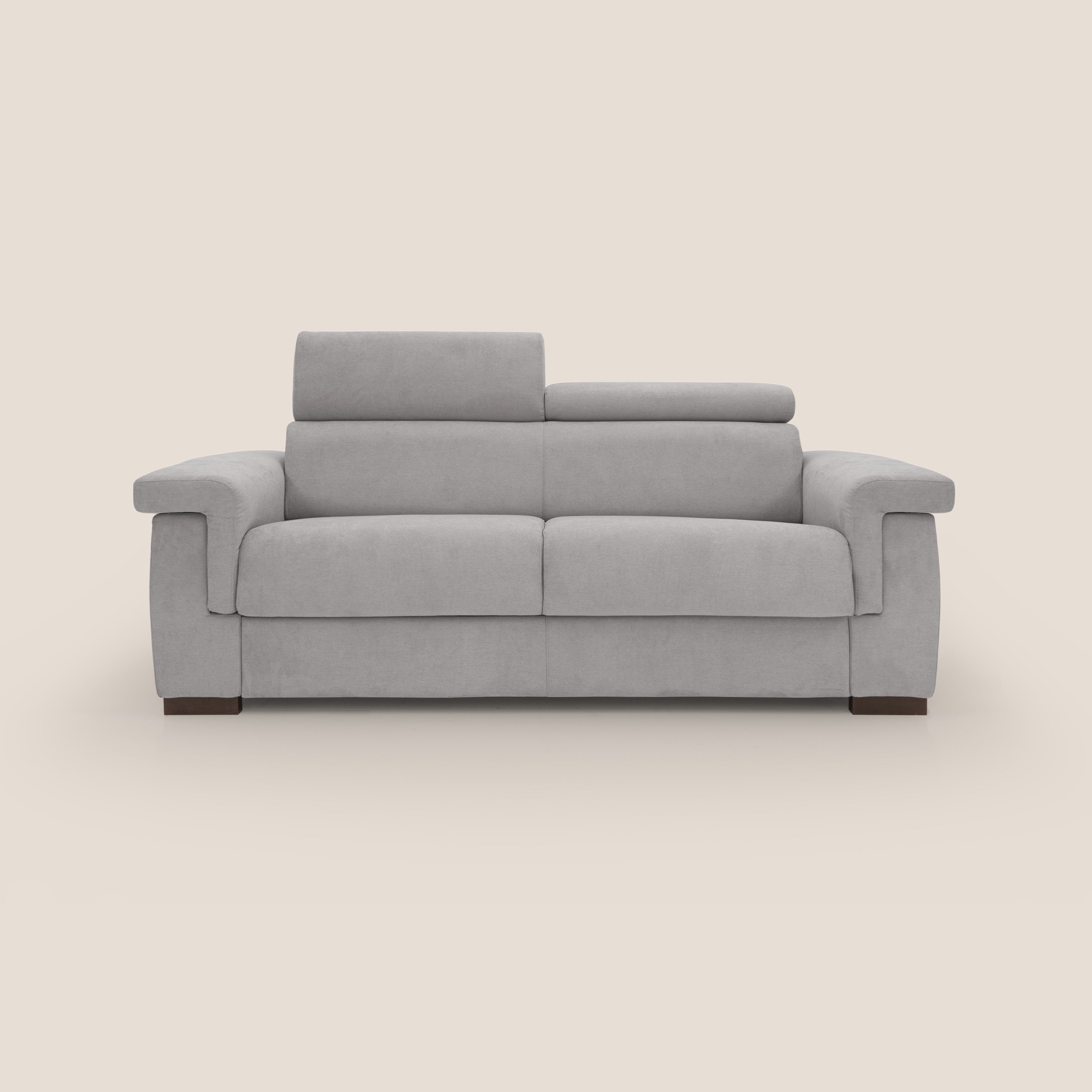 Bjorn divano letto sfoderabile con materasso H18 cm e poggiatesta reclinabili in tessuto impermeabile T02 grigio chiaro - divani.store