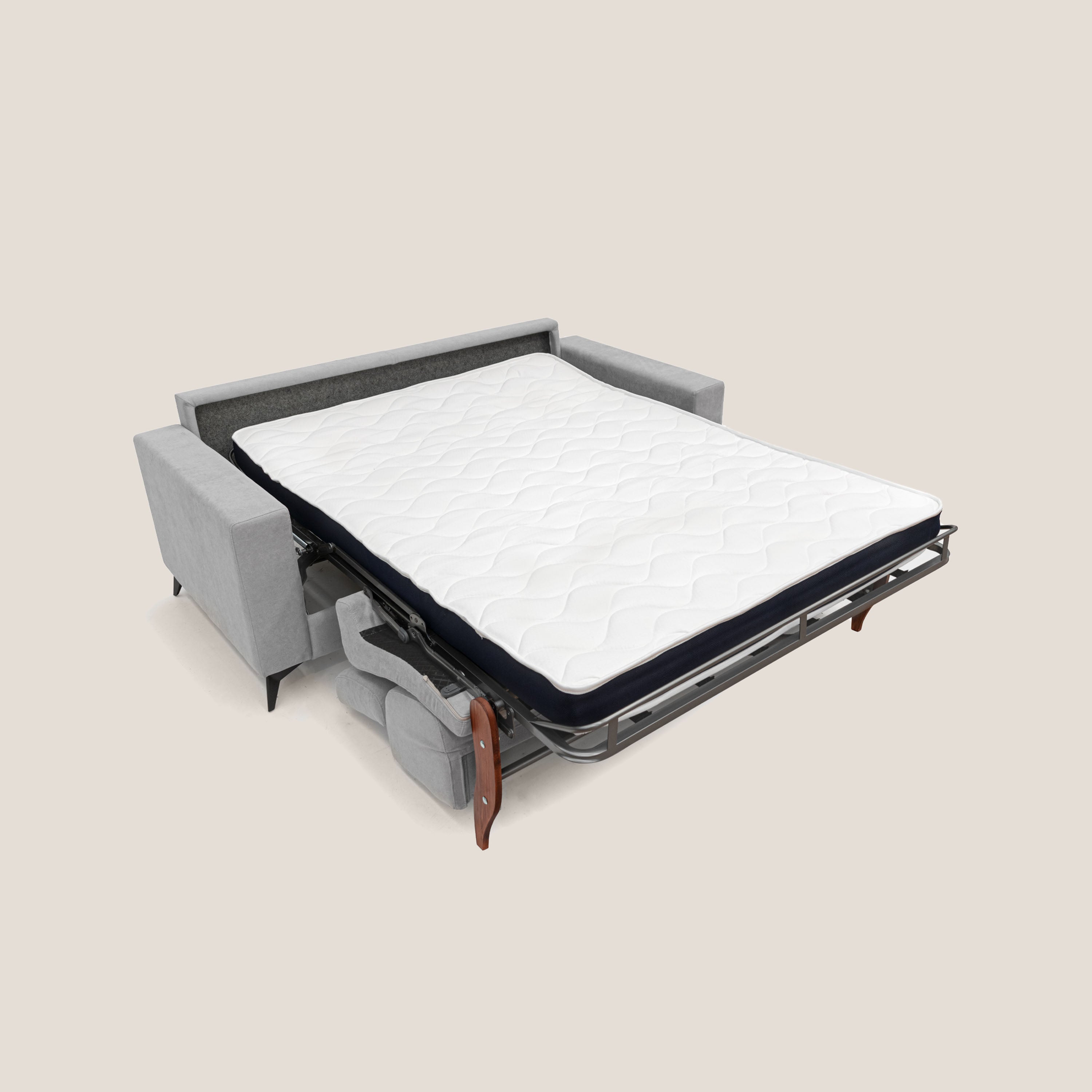 Pegaso divano letto con poggiatesta reclinabili e rivestimento T02 grigio chiaro - divani.store