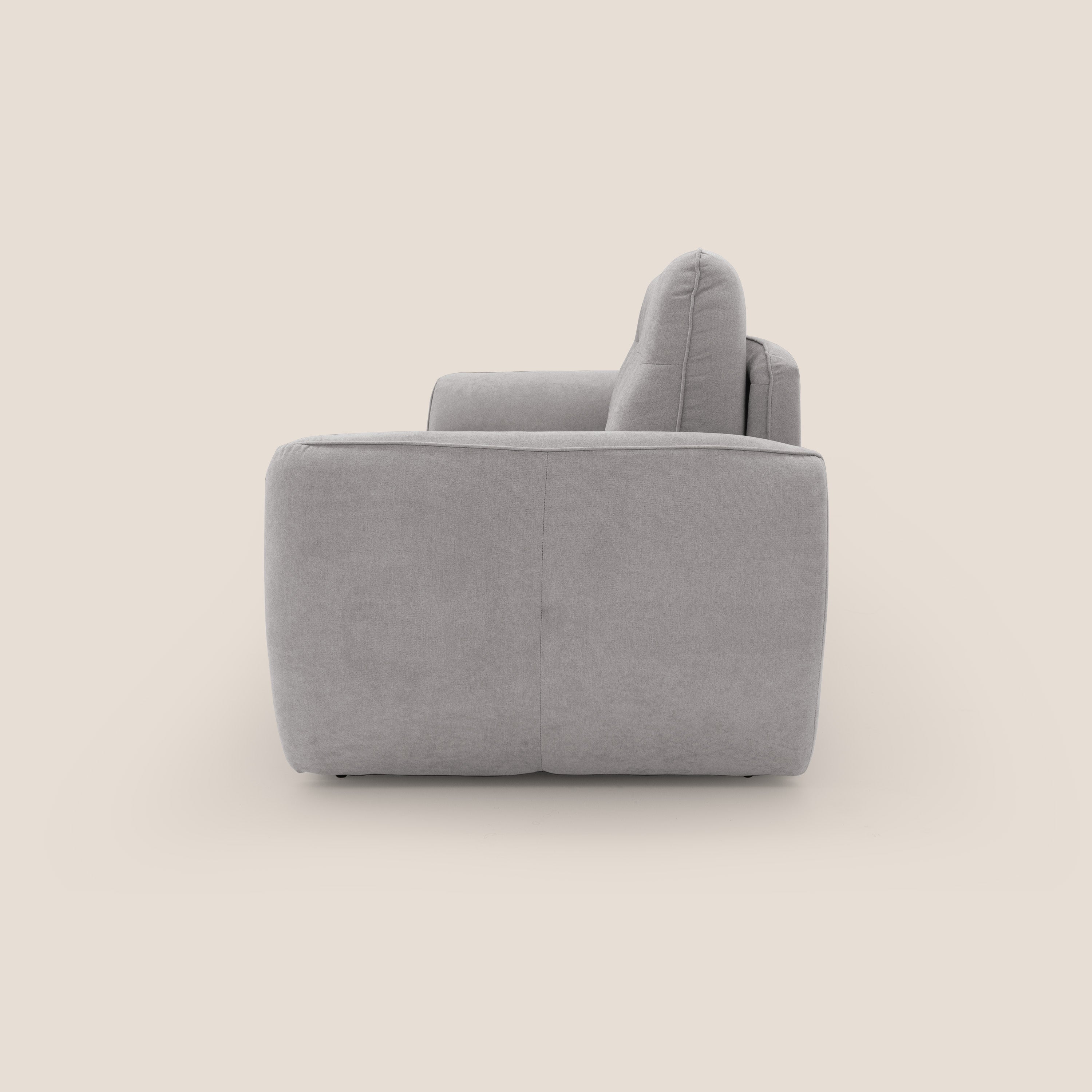 Zeus Divano letto scandinavo con schienale alto in tessuto impermeabile T02 grigio chiaro - divani.store
