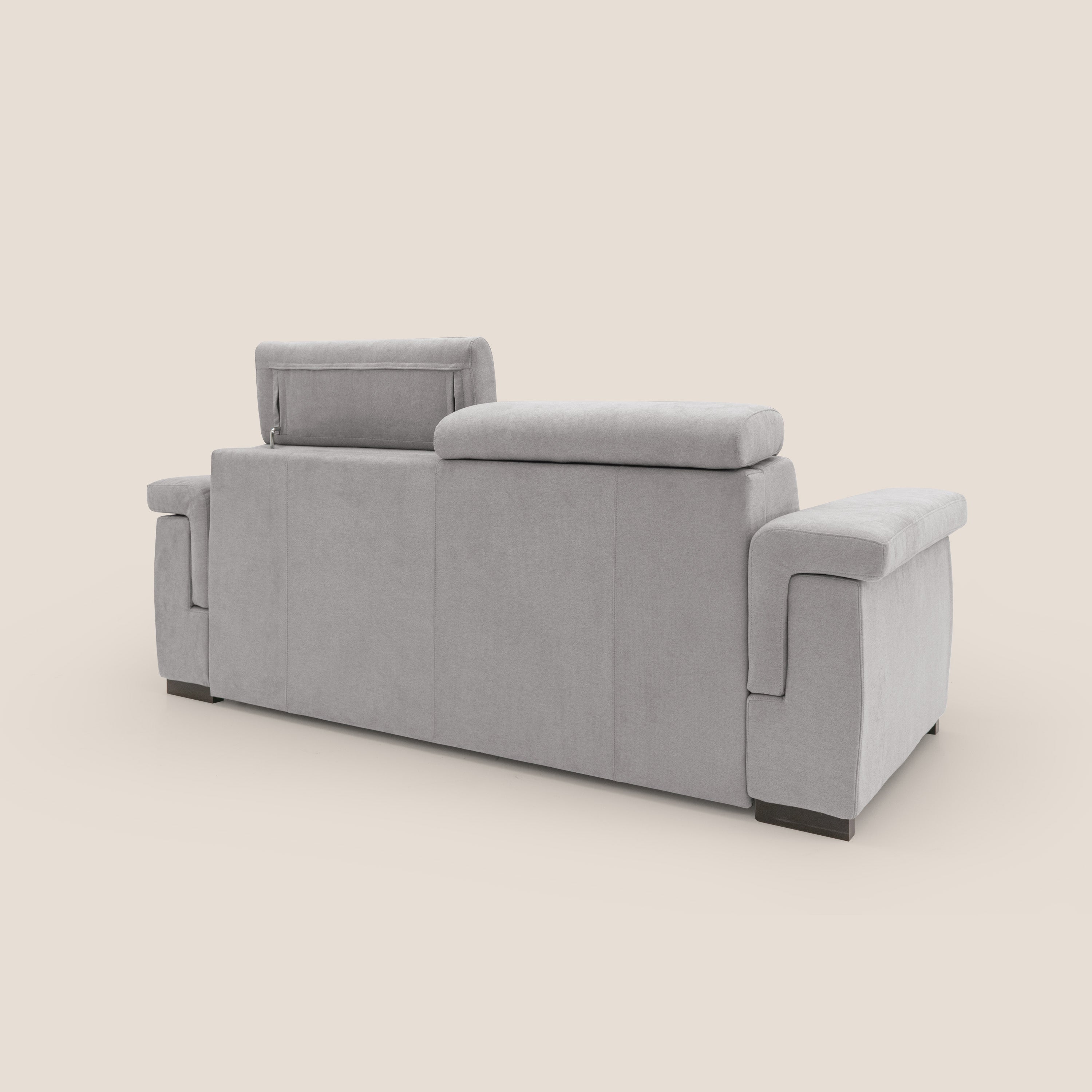 Bjorn divano letto sfoderabile con materasso H18 cm e poggiatesta reclinabili in tessuto impermeabile T02 grigio chiaro - divani.store