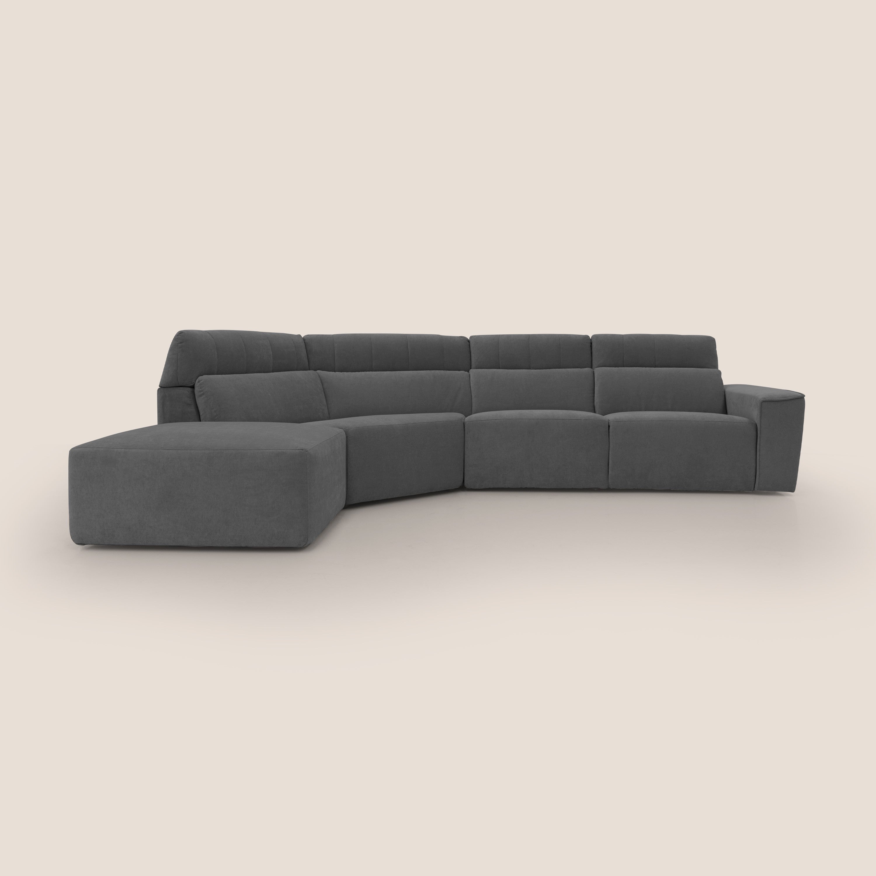 Clark Divano angolare con opzione relax elettrico in tessuto smacchiabile impermeabile T17 antracite - divani.store