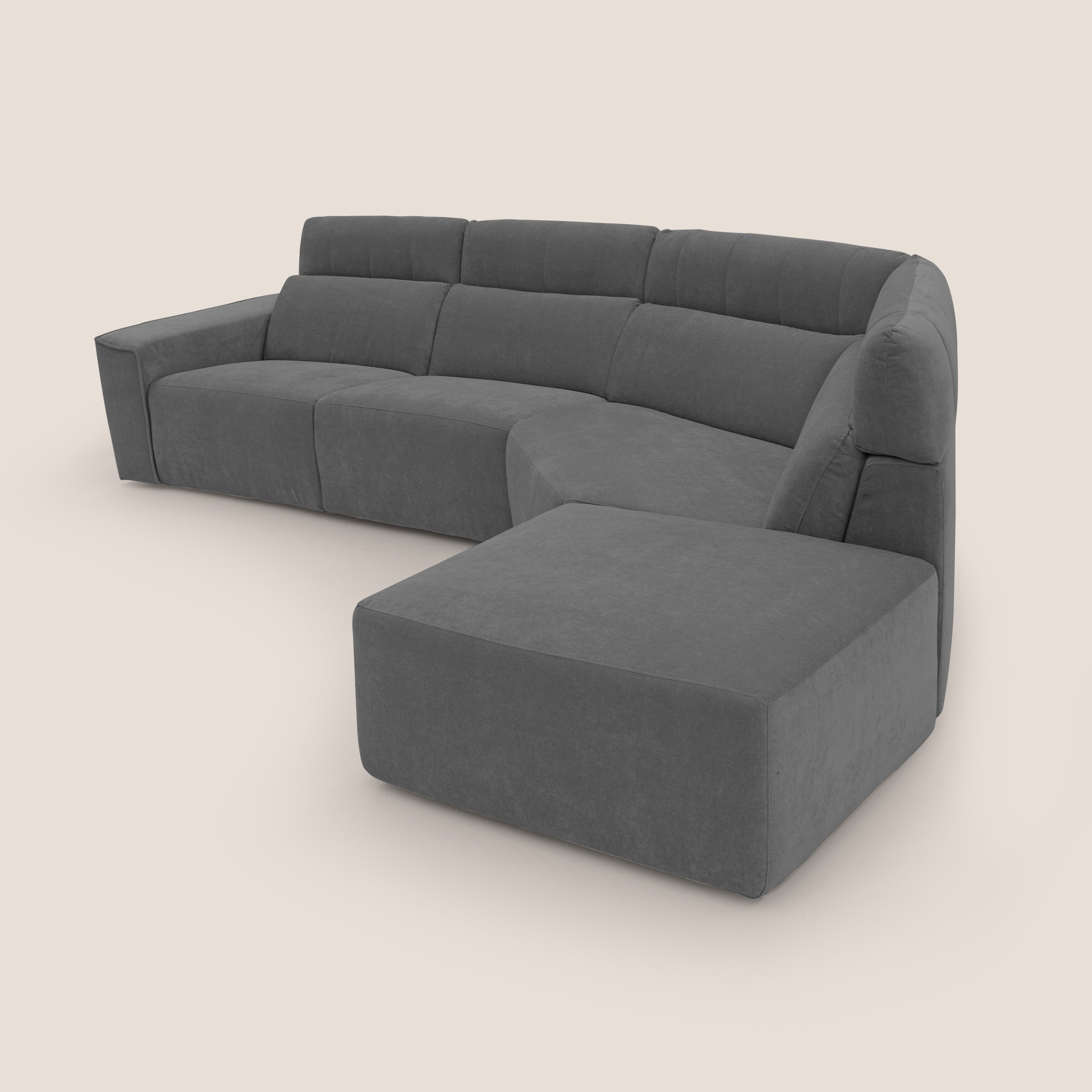 Clark Divano angolare con opzione relax elettrico in tessuto smacchiabile impermeabile T17 antracite - divani.store