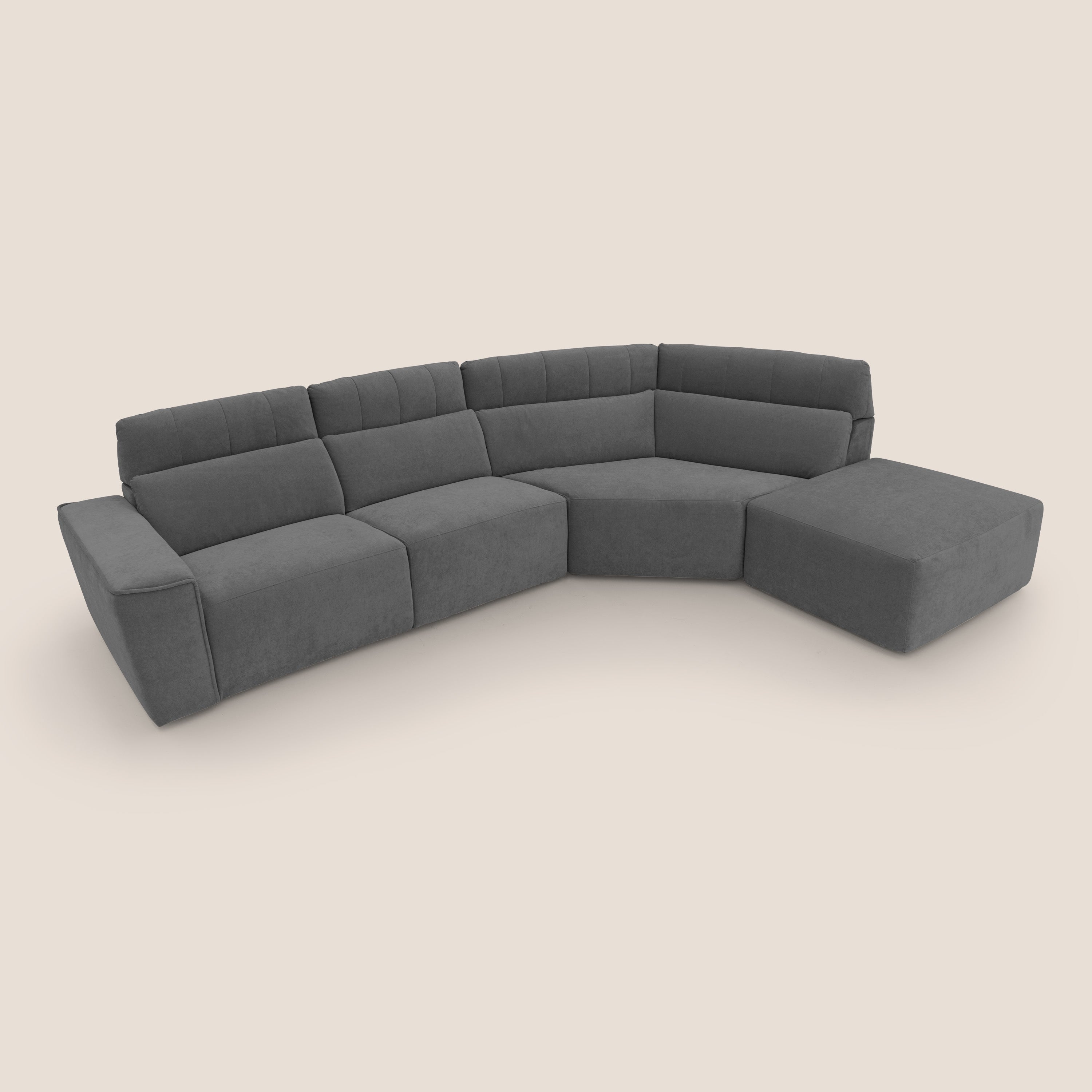 Clark Divano angolare con opzione relax elettrico in tessuto smacchiabile impermeabile T17 antracite - divani.store