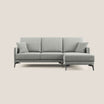 Saturno divano angolare moderno in tessuto morbido impermeabile T03 grigio chiaro - divani.store