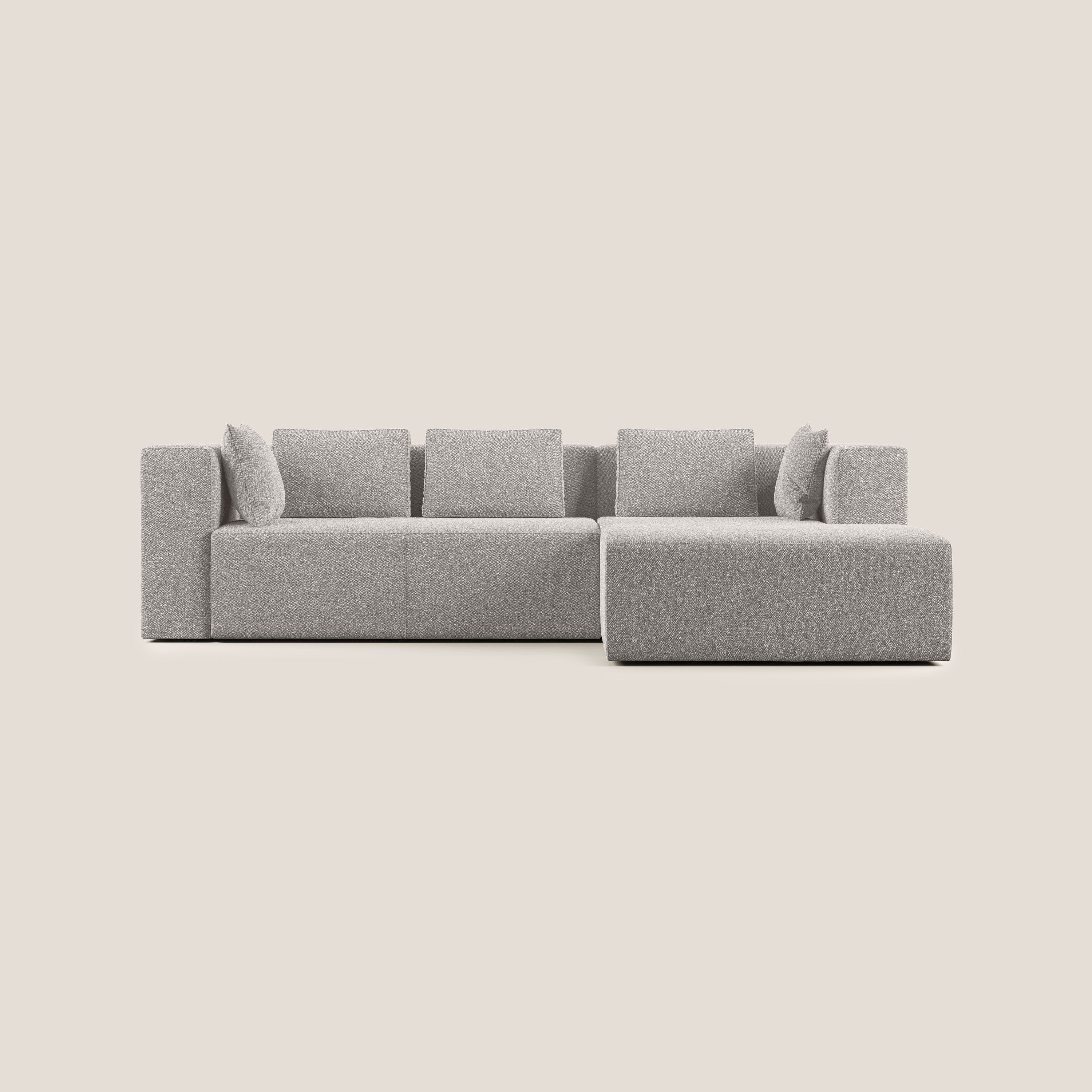 Nettuno divano angolare componibile in morbido tessuto bouclè T07 grigio - divani.store