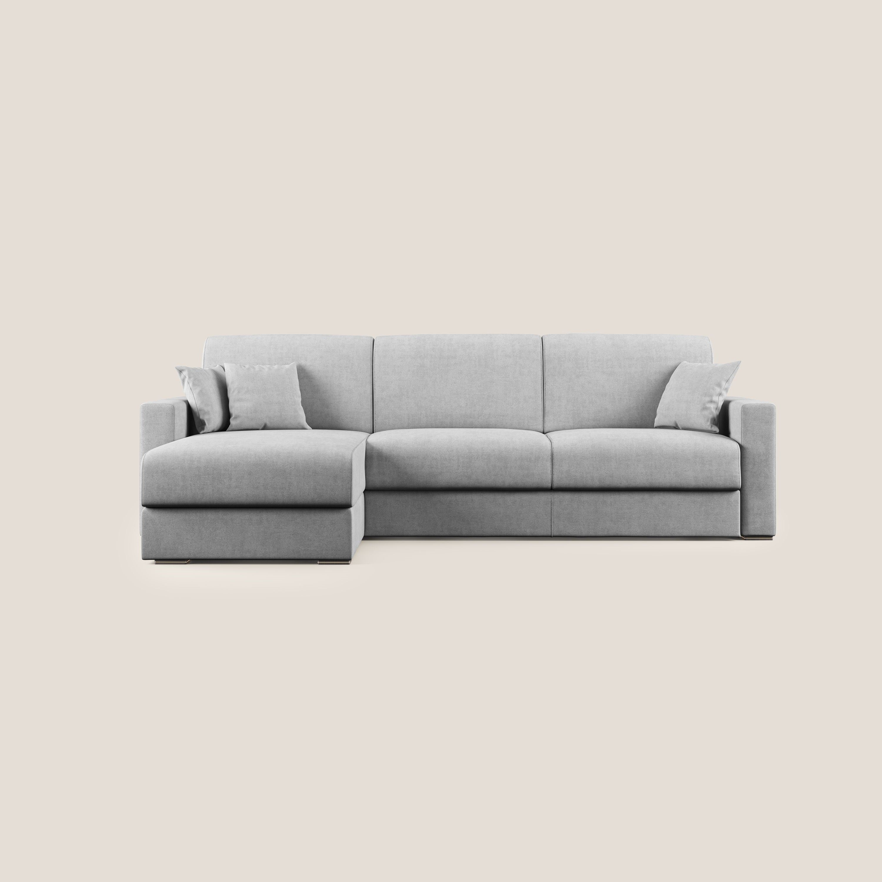 Best Divano letto angolare in tessuto impermeabile T02 grigio chiaro - divani.store