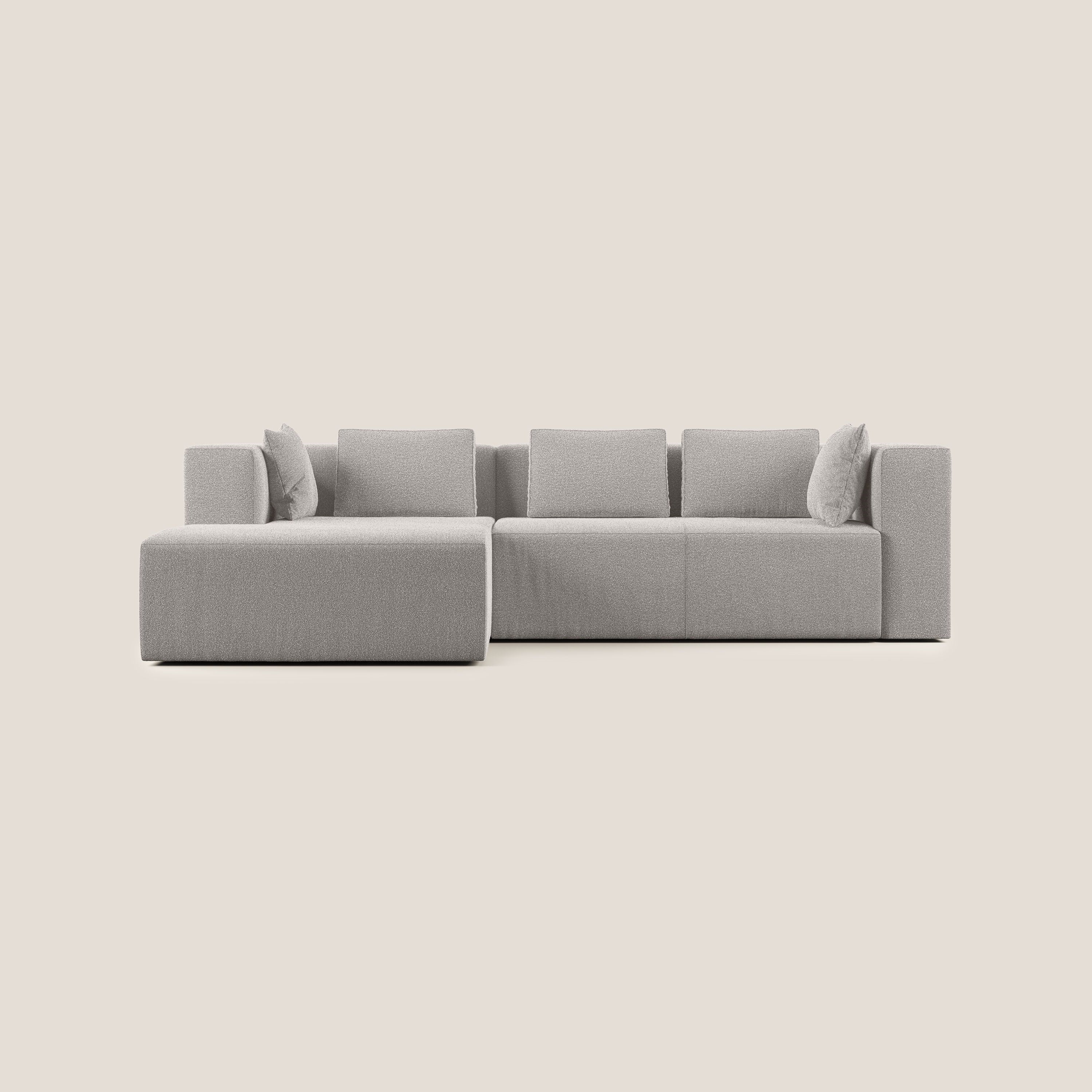 Nettuno divano angolare componibile in morbido tessuto bouclè T07 grigio - divani.store