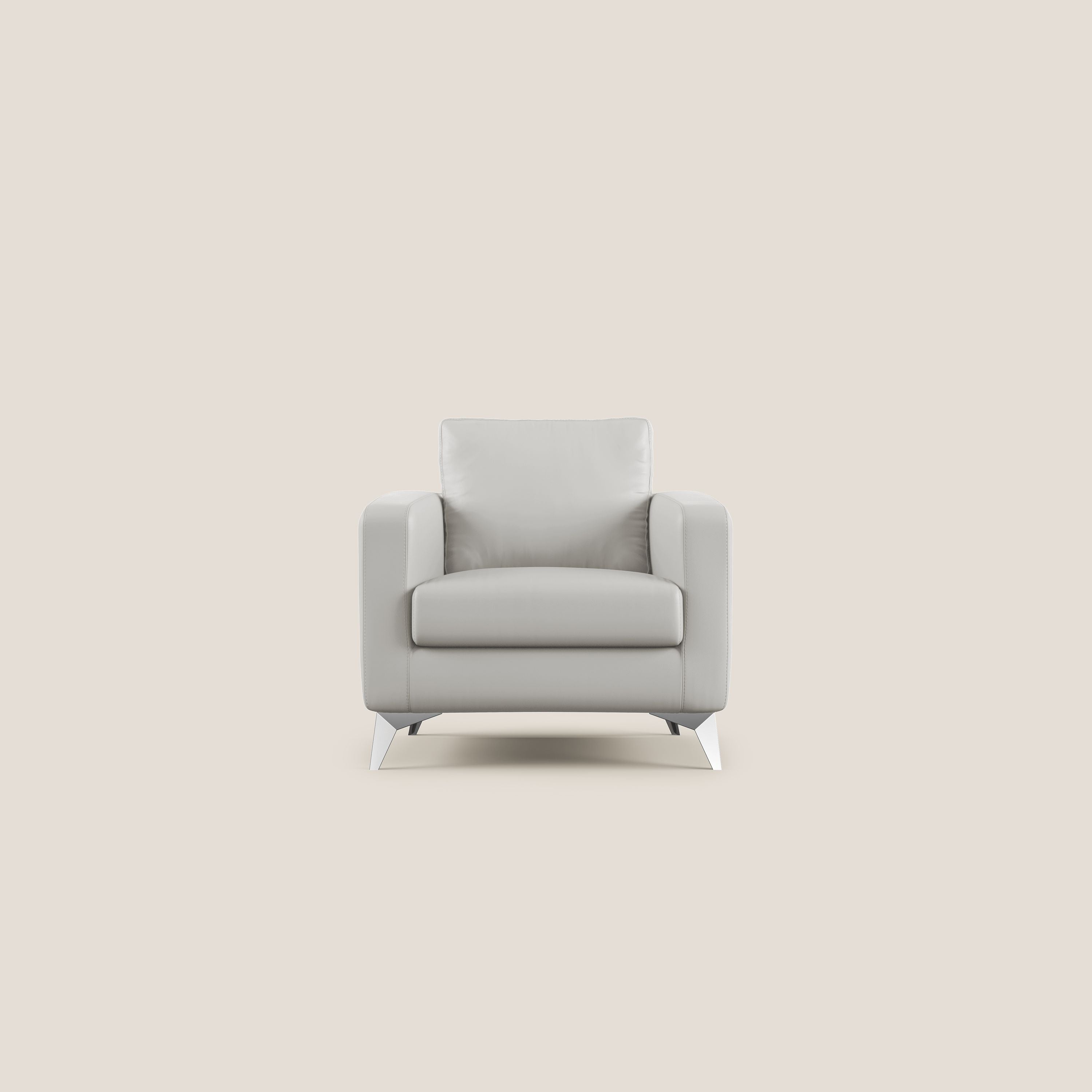 Orione Poltroncina in ecopelle moderna e impermeabile T04 grigio chiaro - divani.store