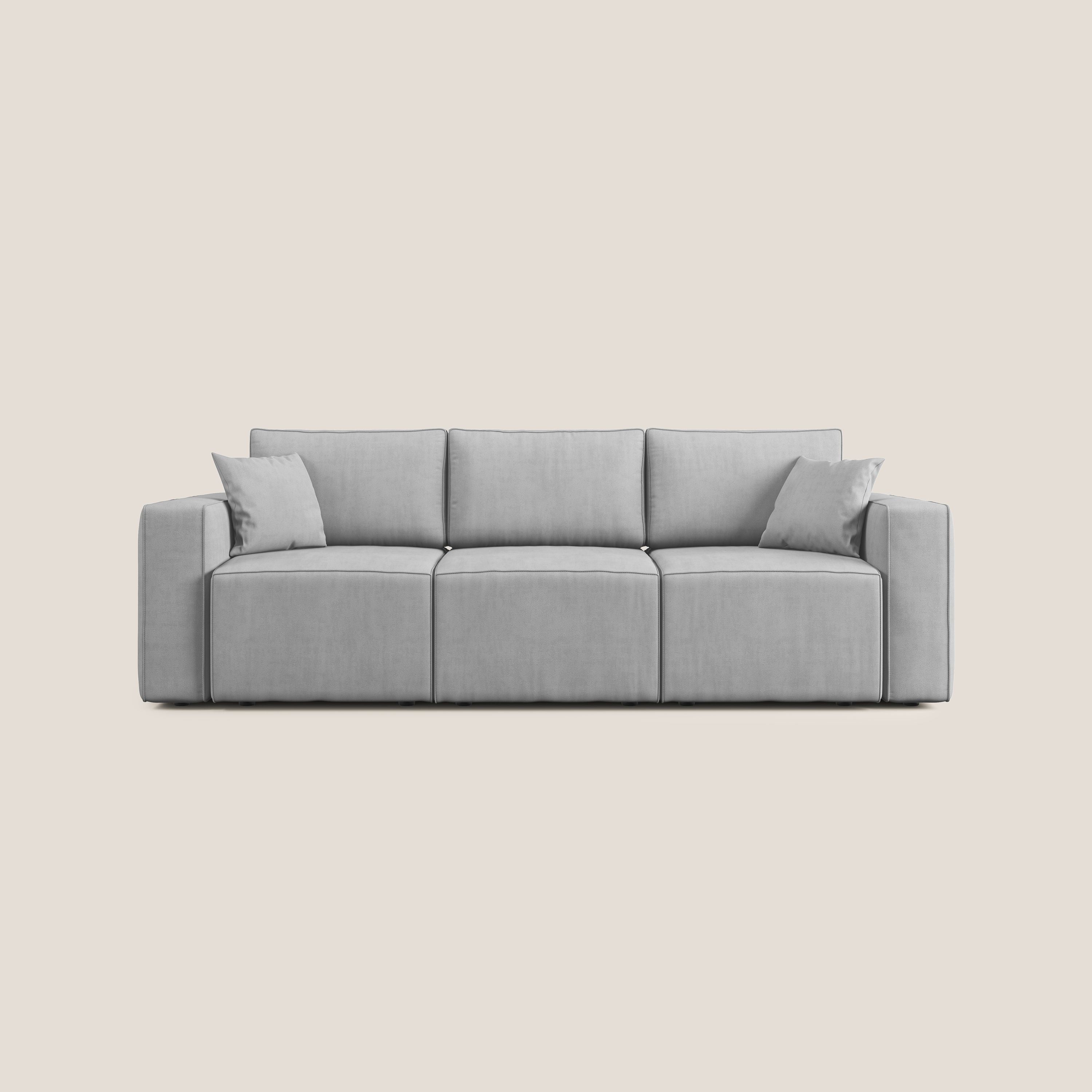 Morfeo divano con 3 sedute estraibili in morbido tessuto impermeabile T02 grigio chiaro - divani.store