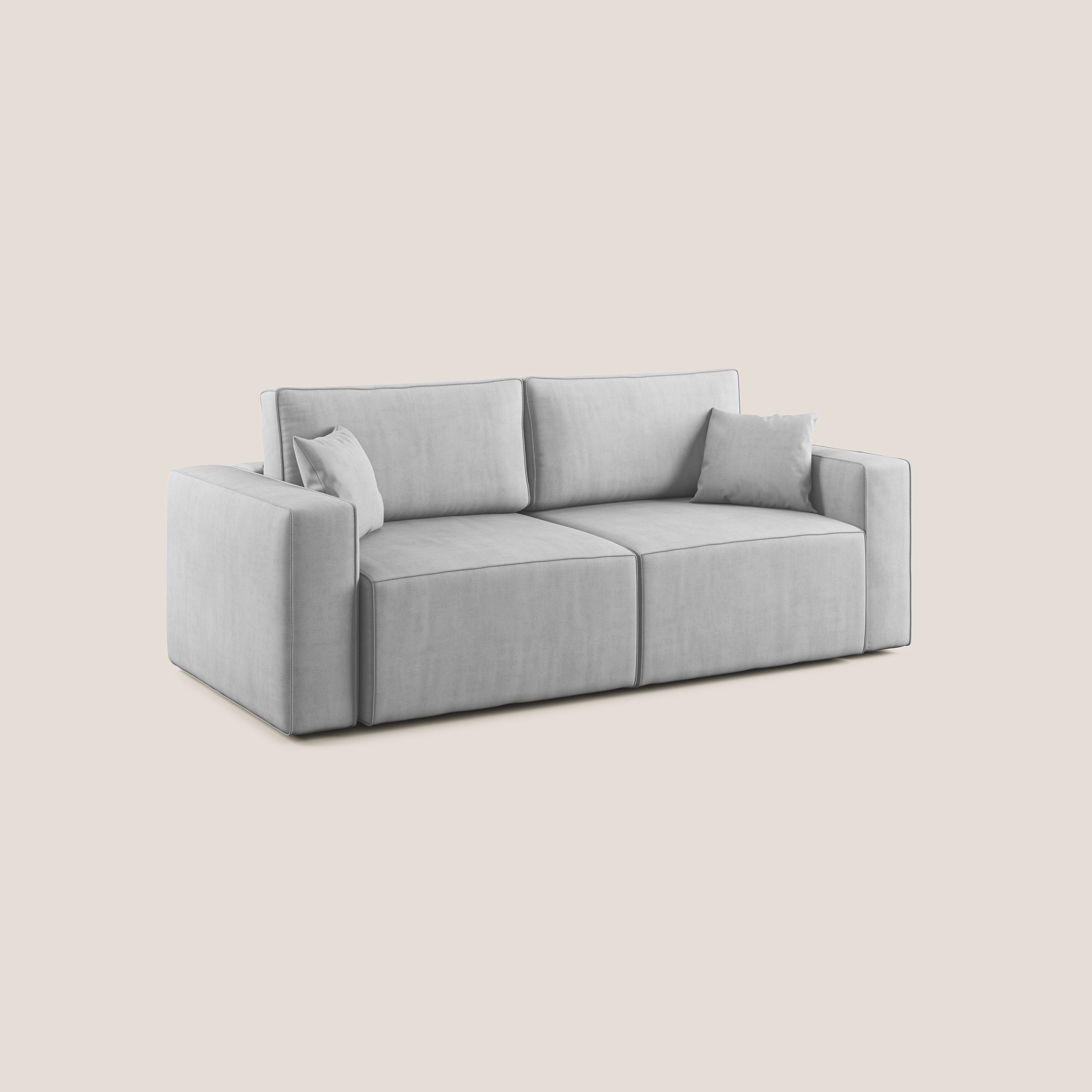 Morfeo divano con sedute estraibili in morbido tessuto impermeabile T02 grigio chiaro - divani.store