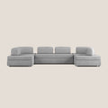 Liberty divano panoramico con pouf estraibile e schienali movibili in tessuto morbido impermeabile T02 grigio chiaro - divani.store