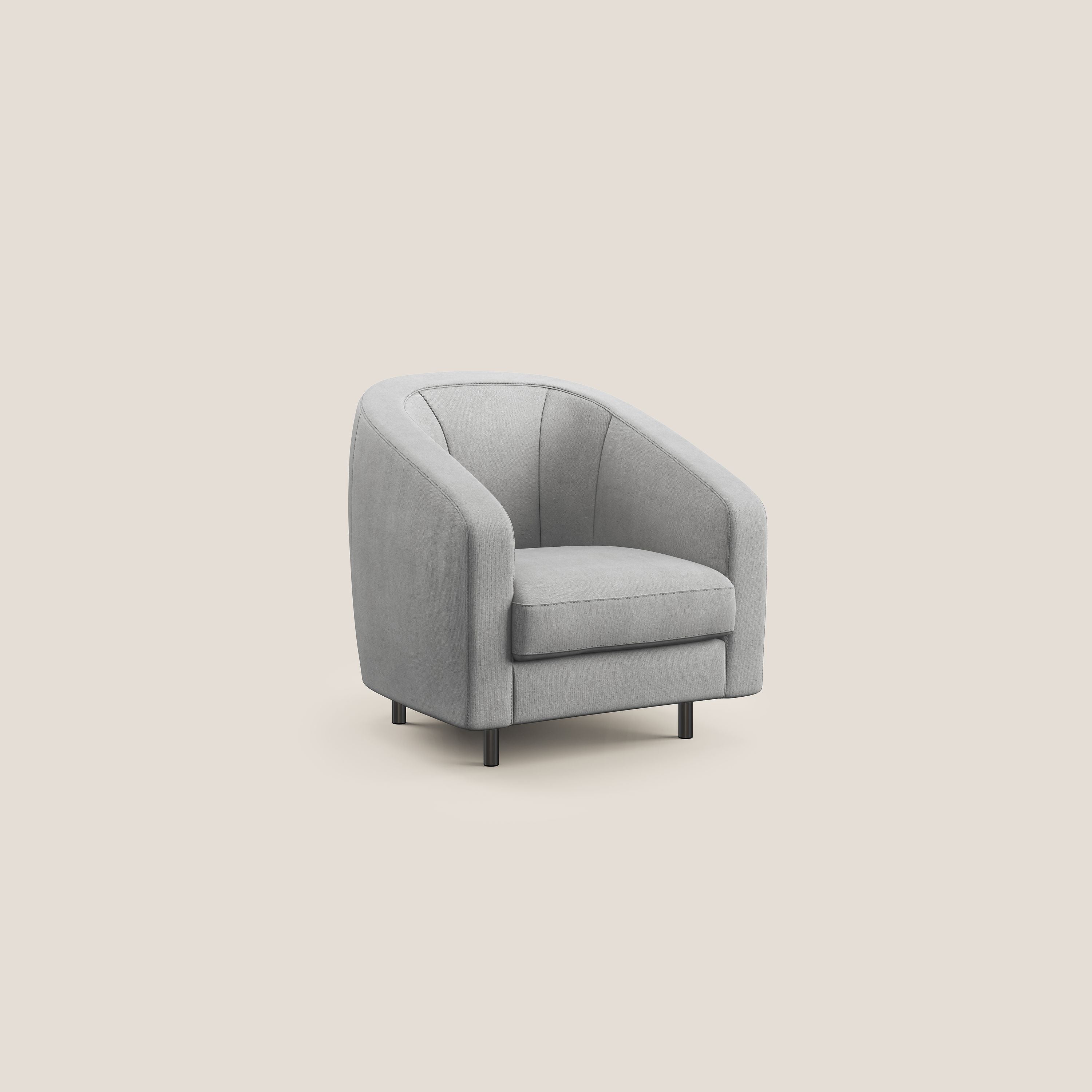 Pandora Poltroncina in tessuto morbido impermeabile T02 grigio chiaro - divani.store