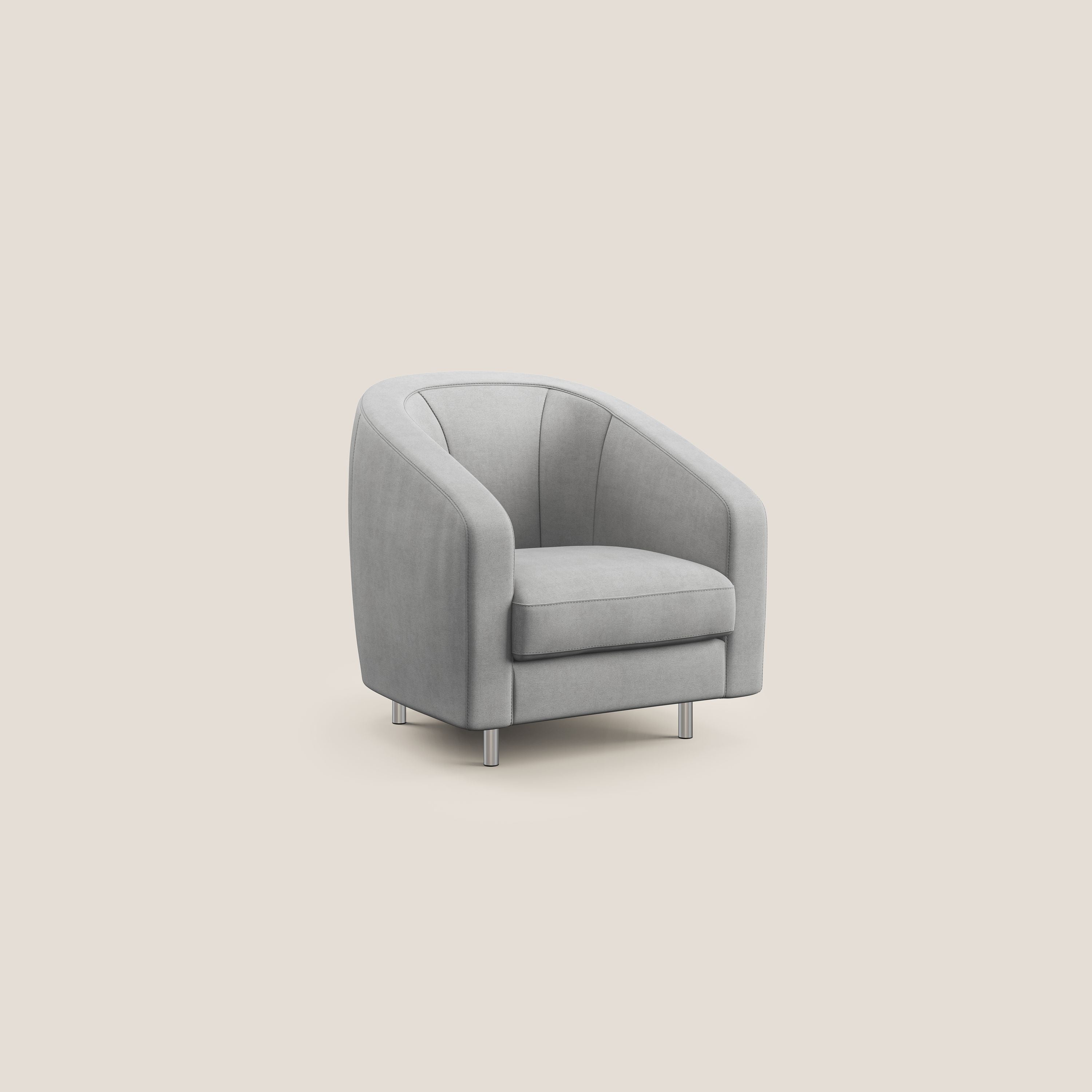 Sally Poltroncina in tessuto morbido impermeabile T02 grigio chiaro - divani.store