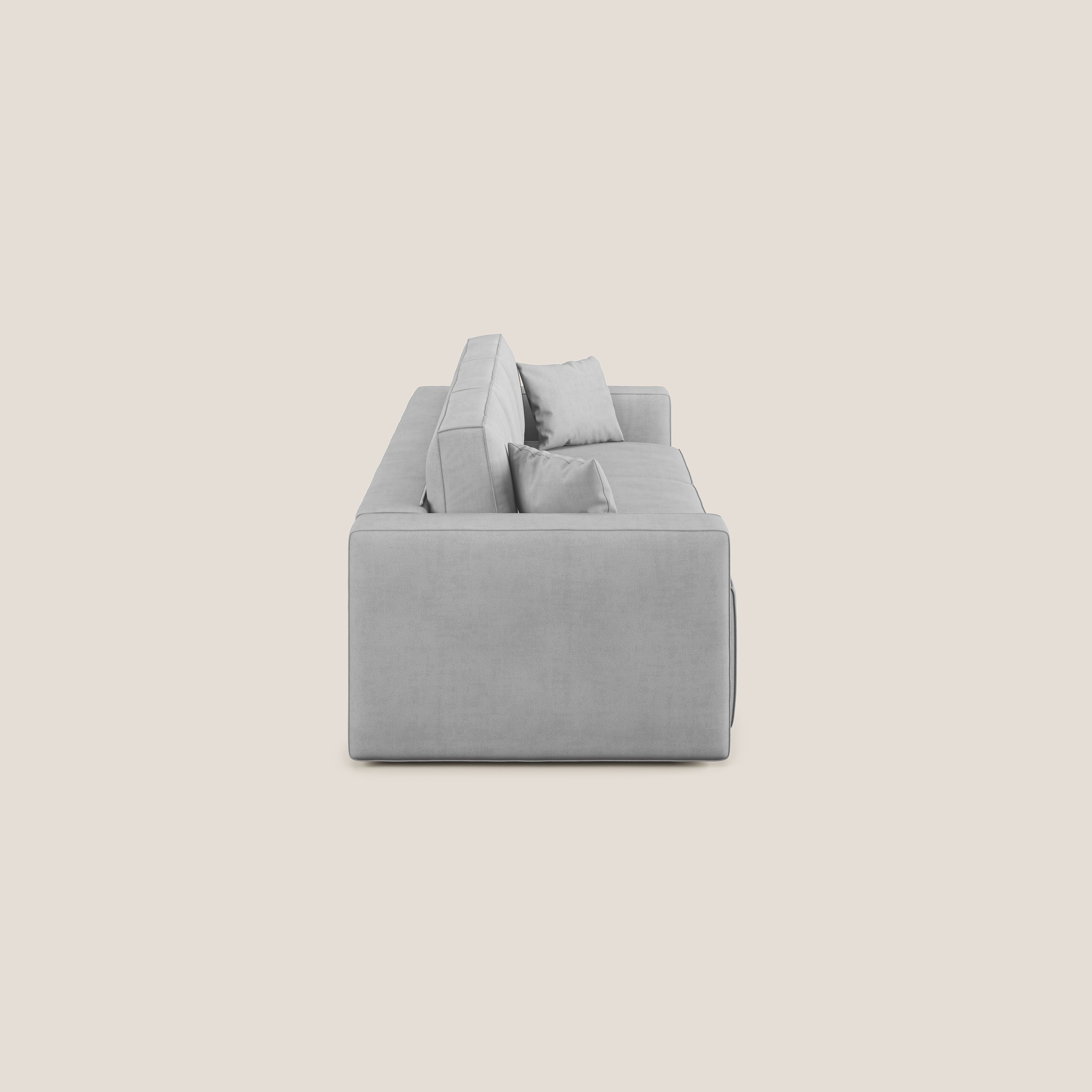 Morfeo divano con 3 sedute estraibili in morbido tessuto impermeabile T02 grigio chiaro - divani.store