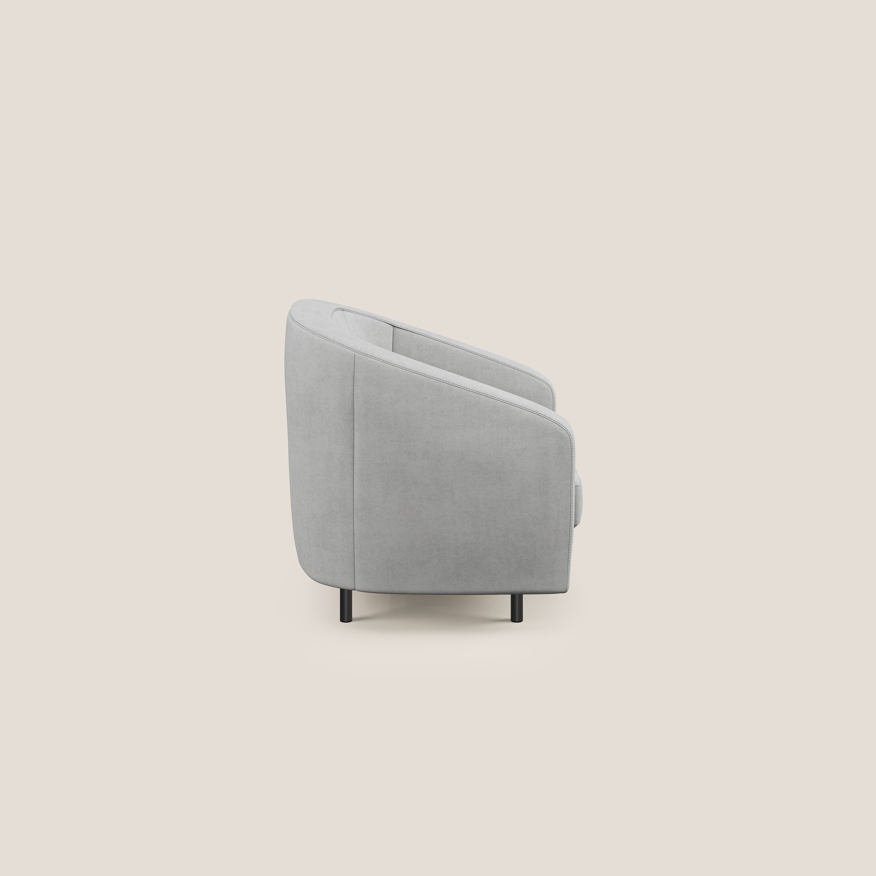Pandora Poltroncina in tessuto morbido impermeabile T02 grigio chiaro - divani.store