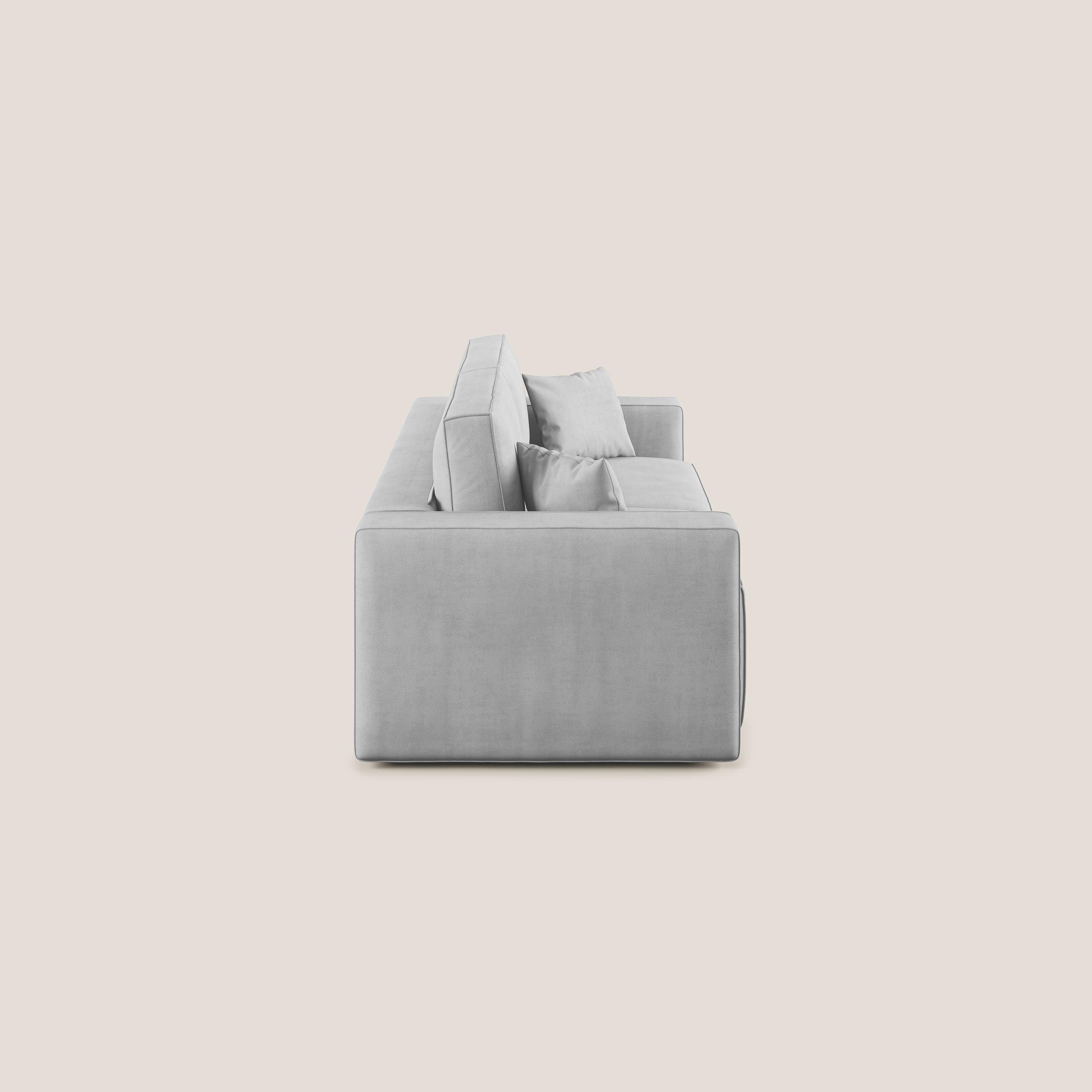 Morfeo divano con sedute estraibili in morbido tessuto impermeabile T02 grigio chiaro - divani.store