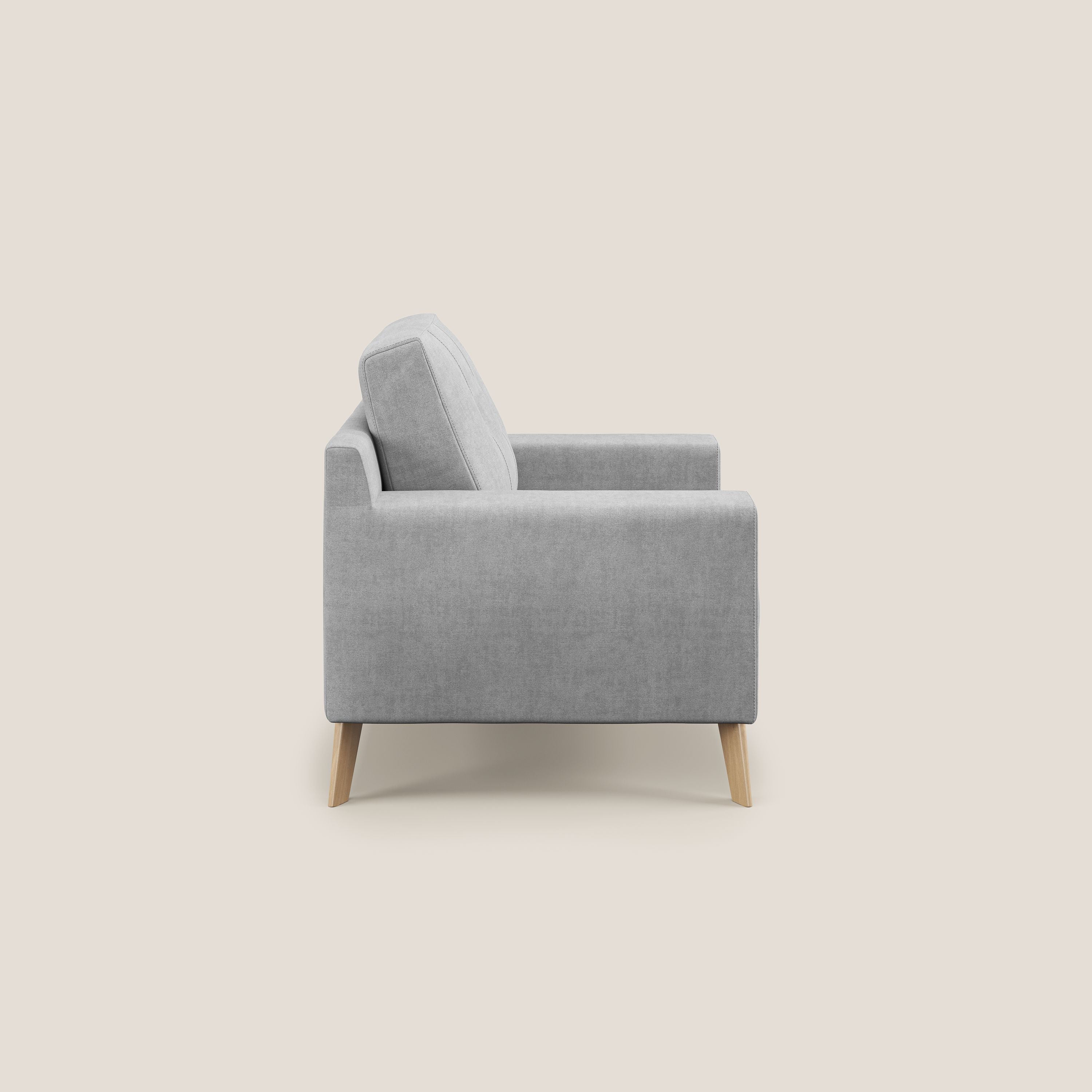 Danish poltroncina in tessuto morbido impermeabile T02 grigio chiaro - divani.store
