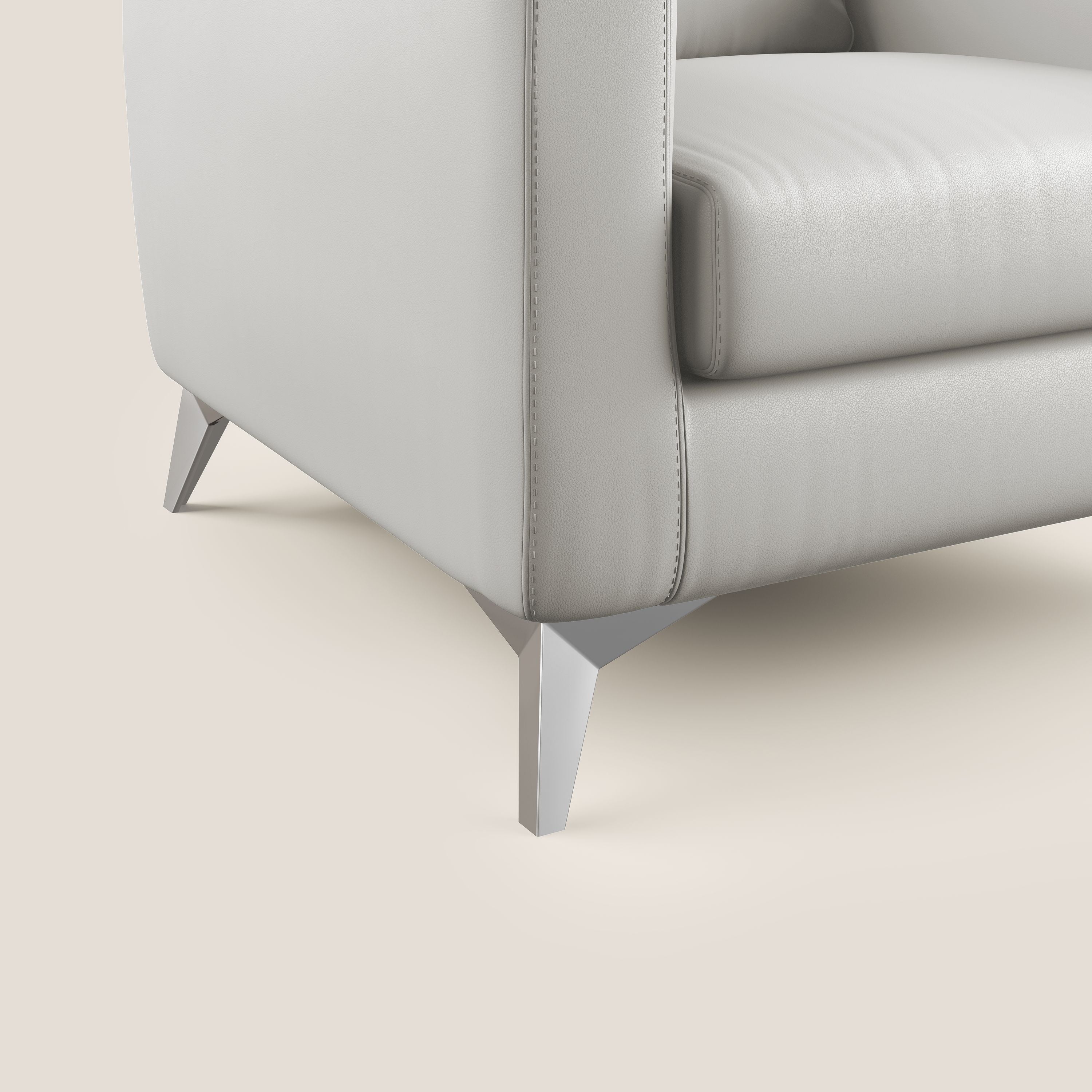 Orione Poltroncina in ecopelle moderna e impermeabile T04 grigio chiaro - divani.store
