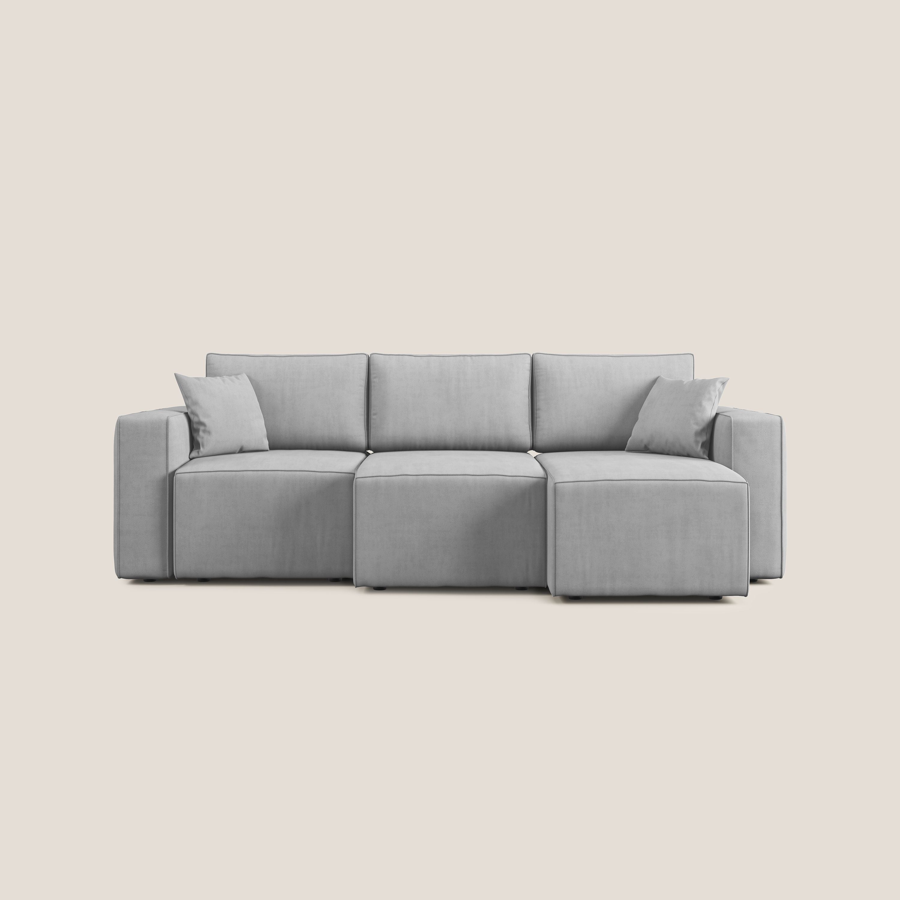 Morfeo divano con 3 sedute estraibili in morbido tessuto impermeabile T02 grigio chiaro - divani.store