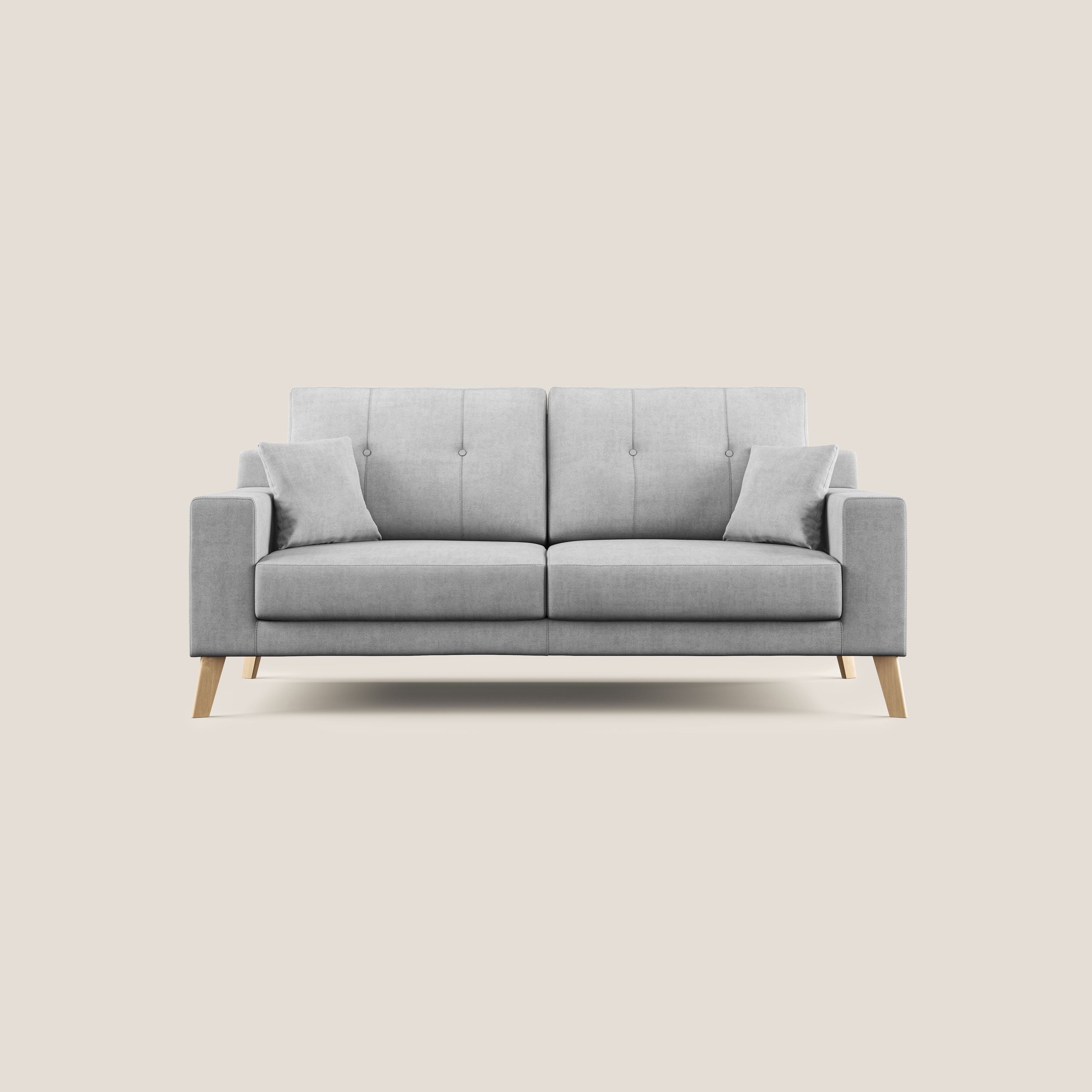 Danish divano moderno in tessuto morbido impermeabile T02 grigio chiaro - divani.store