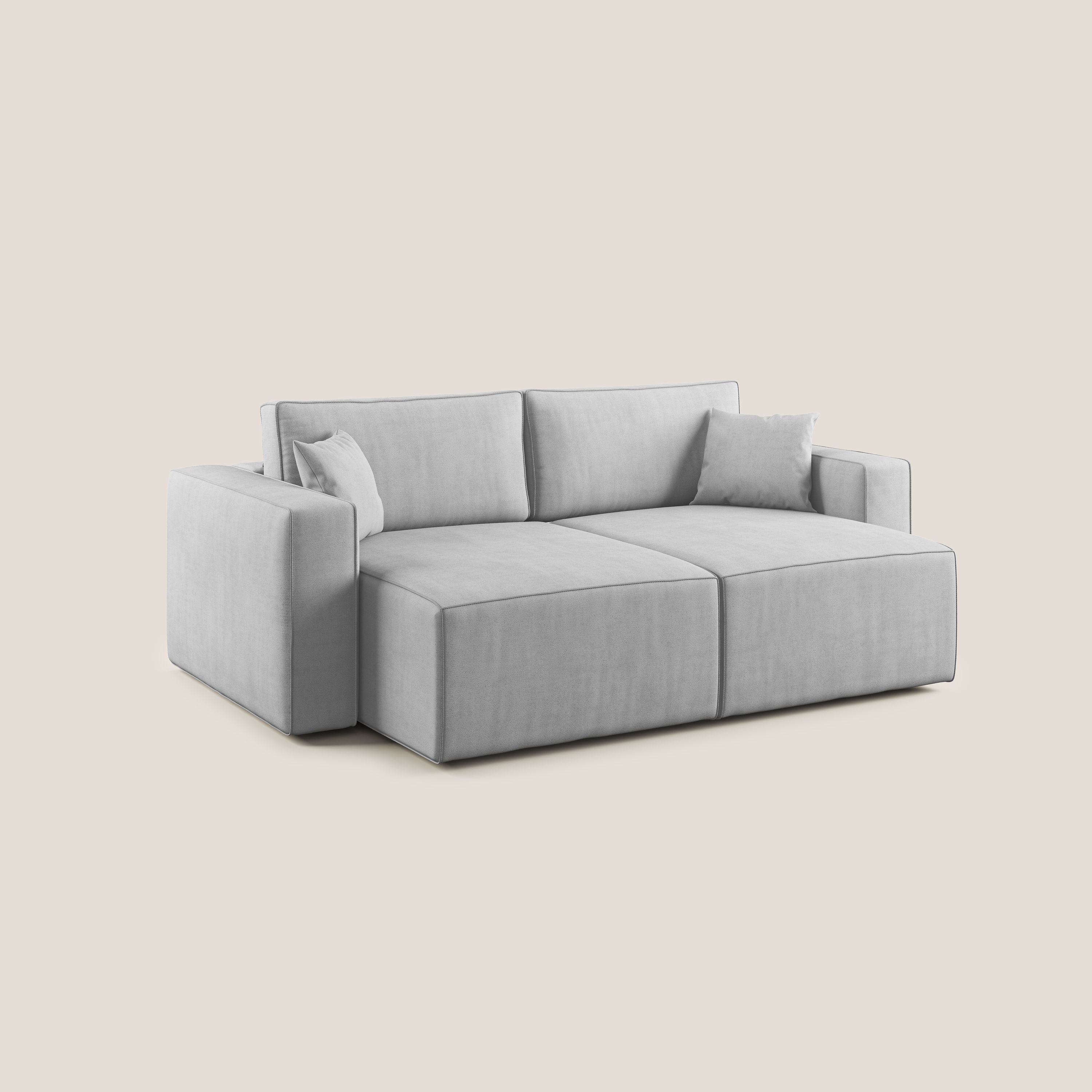 Morfeo divano con sedute estraibili in morbido tessuto impermeabile T02 grigio chiaro - divani.store