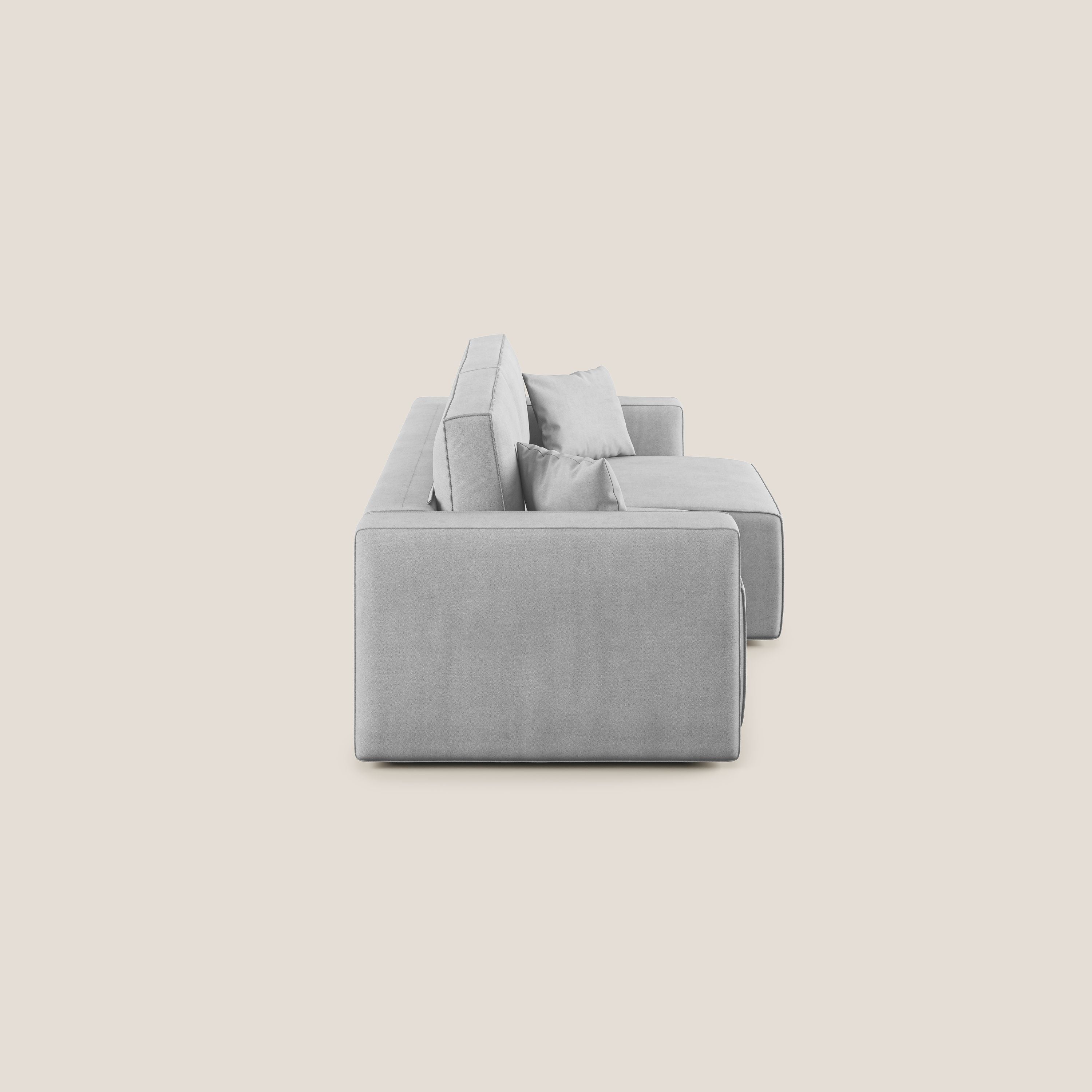 Morfeo divano con sedute estraibili in morbido tessuto impermeabile T02 grigio chiaro - divani.store