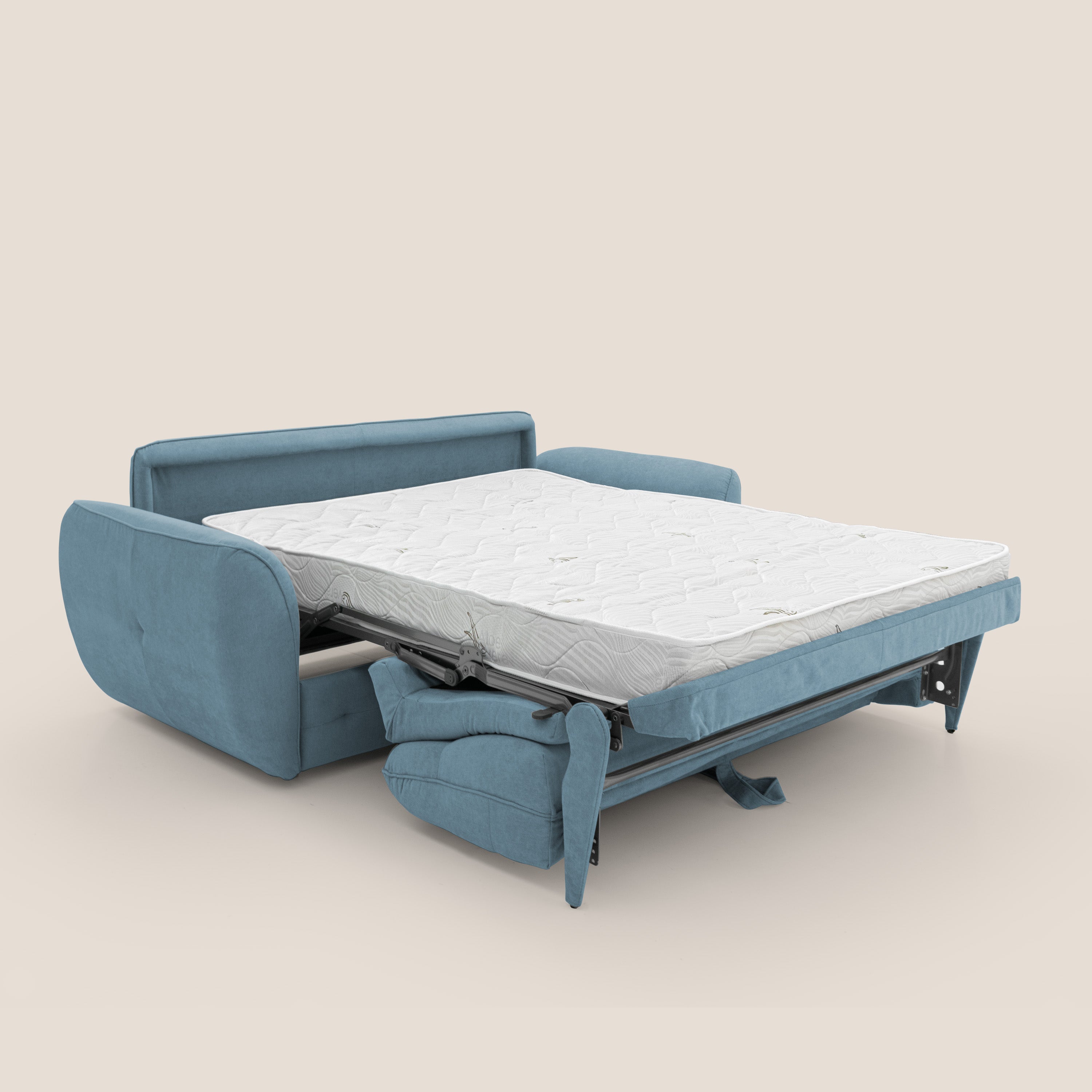 Zeus Divano letto scandinavo con schienale alto in tessuto impermeabile T02 carta da zucchero - divani.store