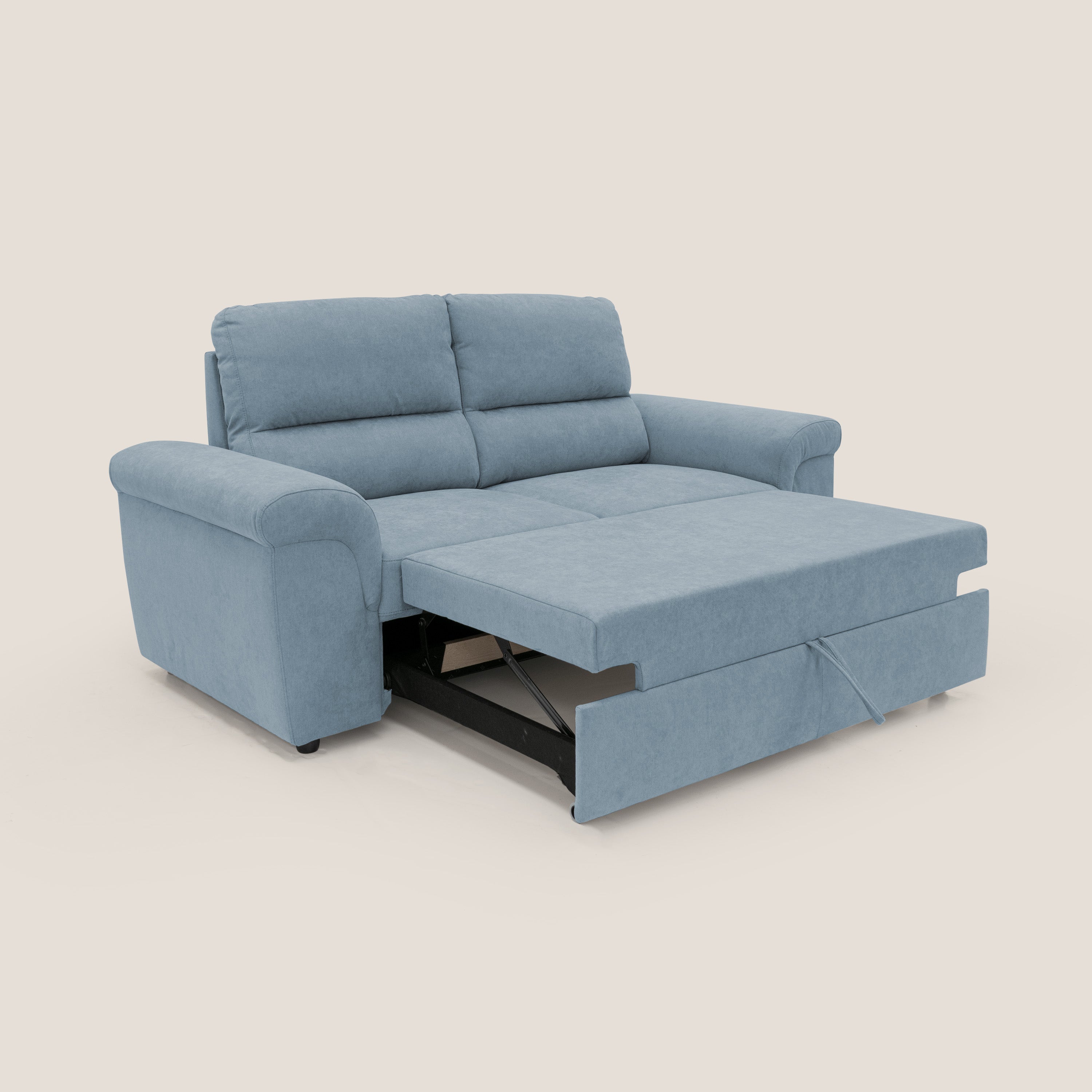 Minerva divano con pouf estraibile poggiapiedi in tessuto morbido impermeabile T02 carta da zucchero - divani.store