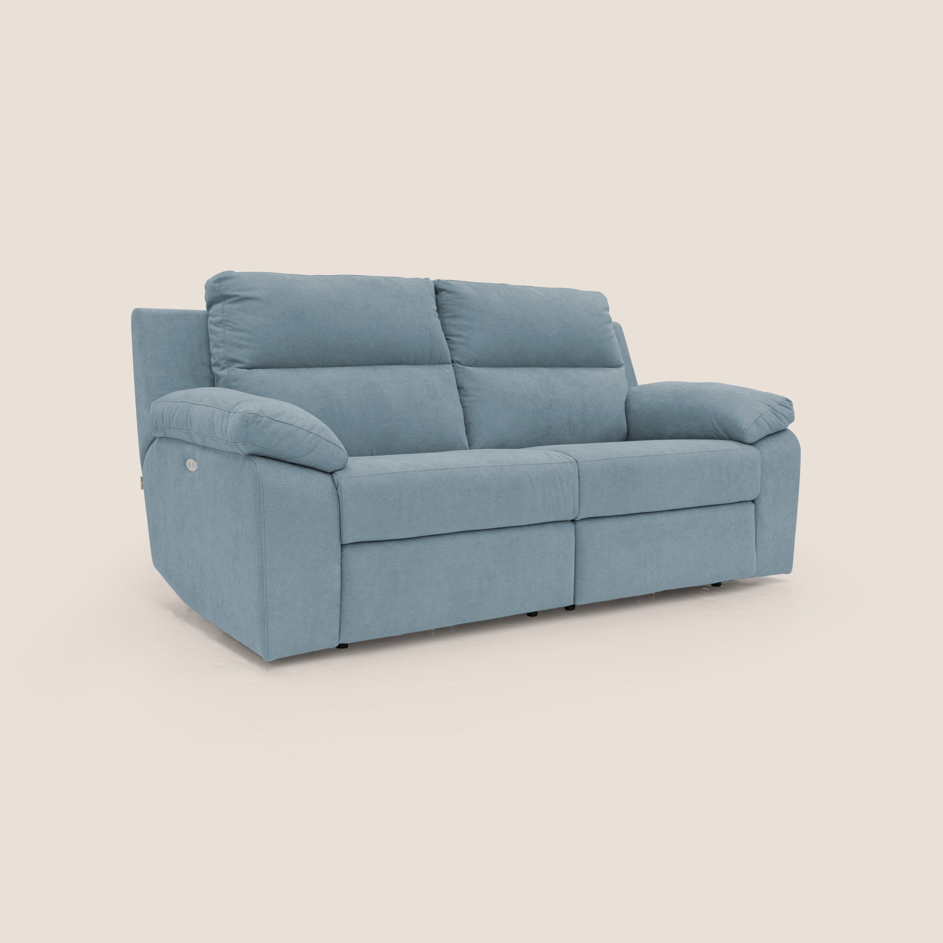 Romeo Divano relax con recliner elettrico in morbido tessuto impermeabile T02 carta da zucchero - divani.store