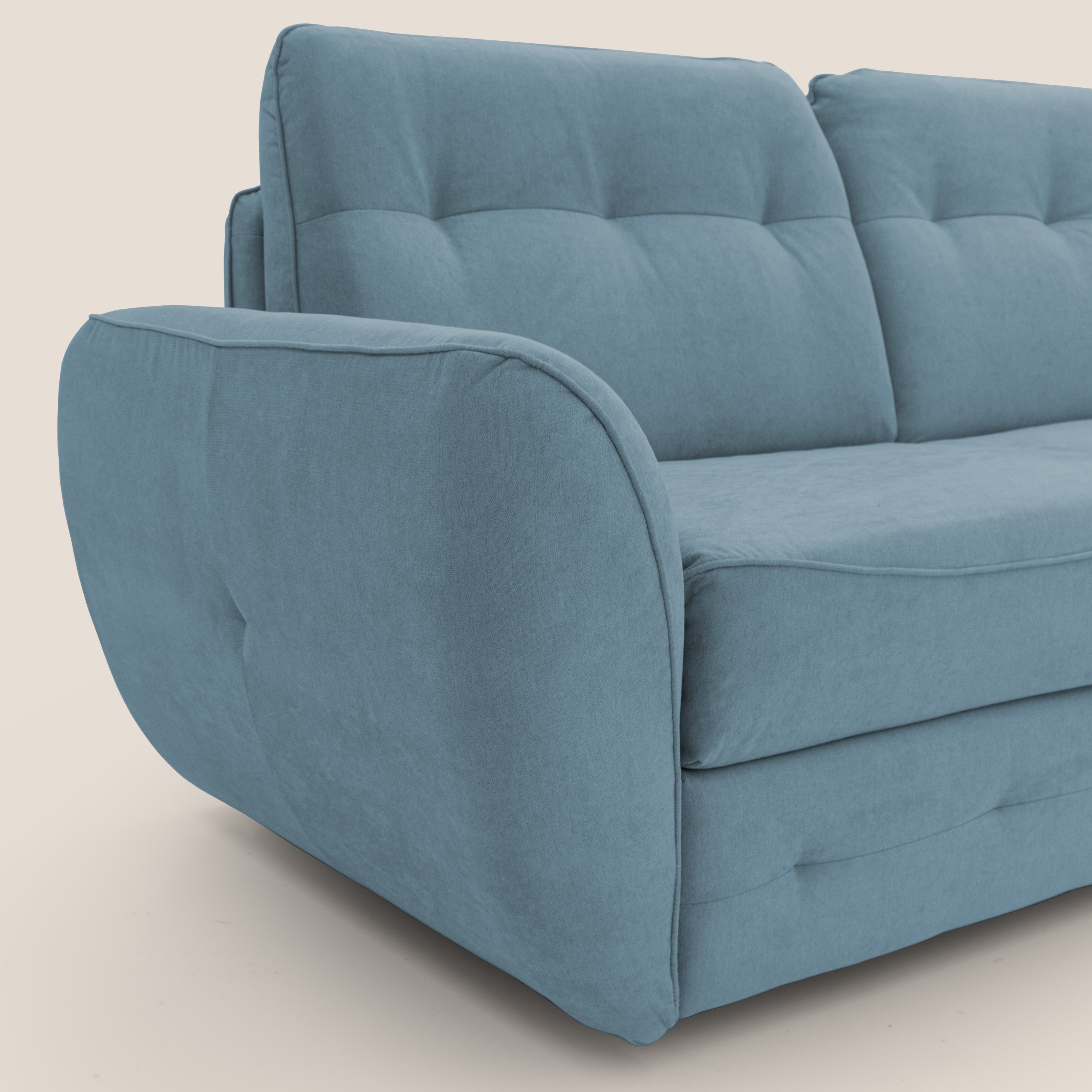 Zeus Divano letto scandinavo con schienale alto in tessuto impermeabile T02 carta da zucchero - divani.store