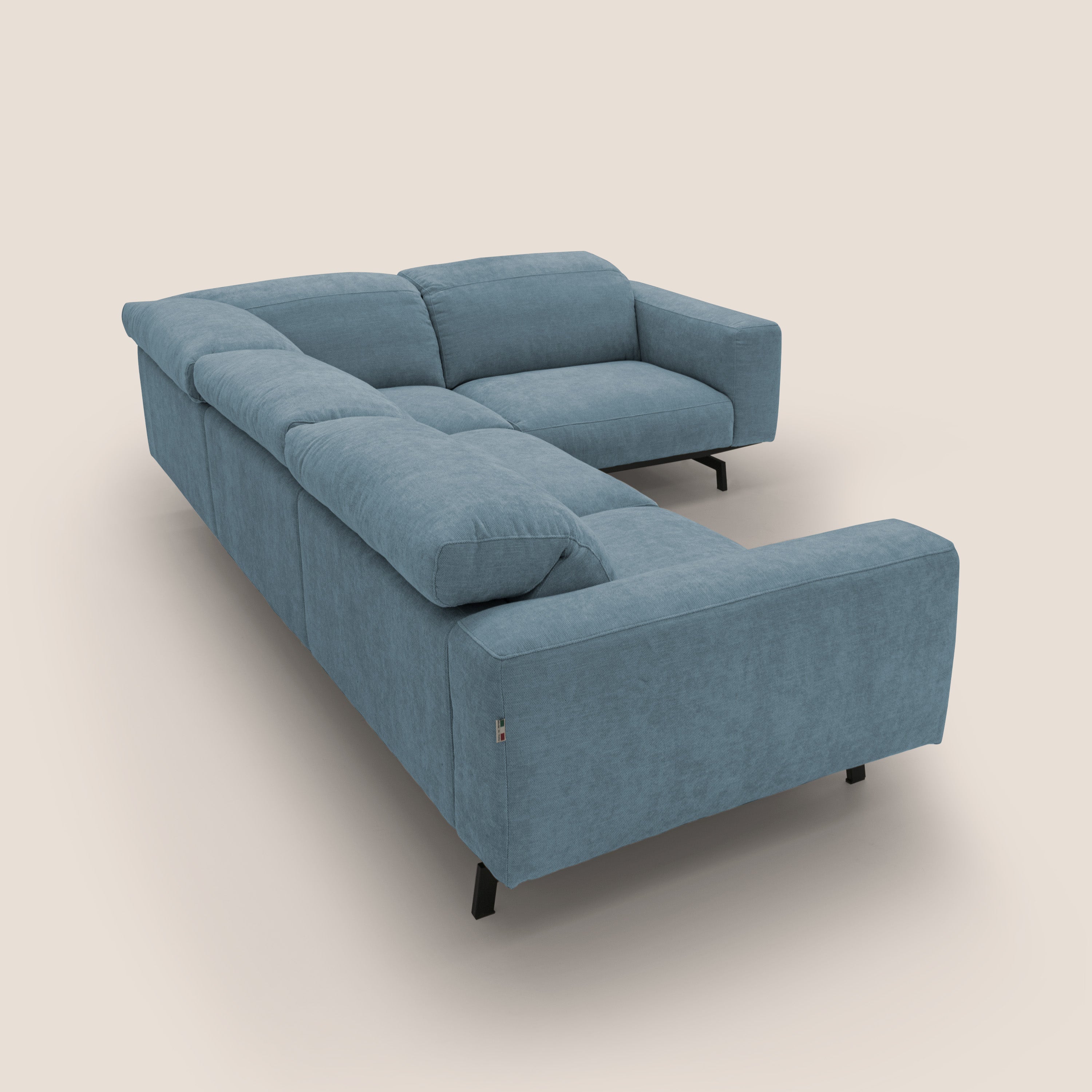 Sakura Canapé d'angle RÉVERSIBLE et modulable en tissu doux et imperméable T14 sucre glace